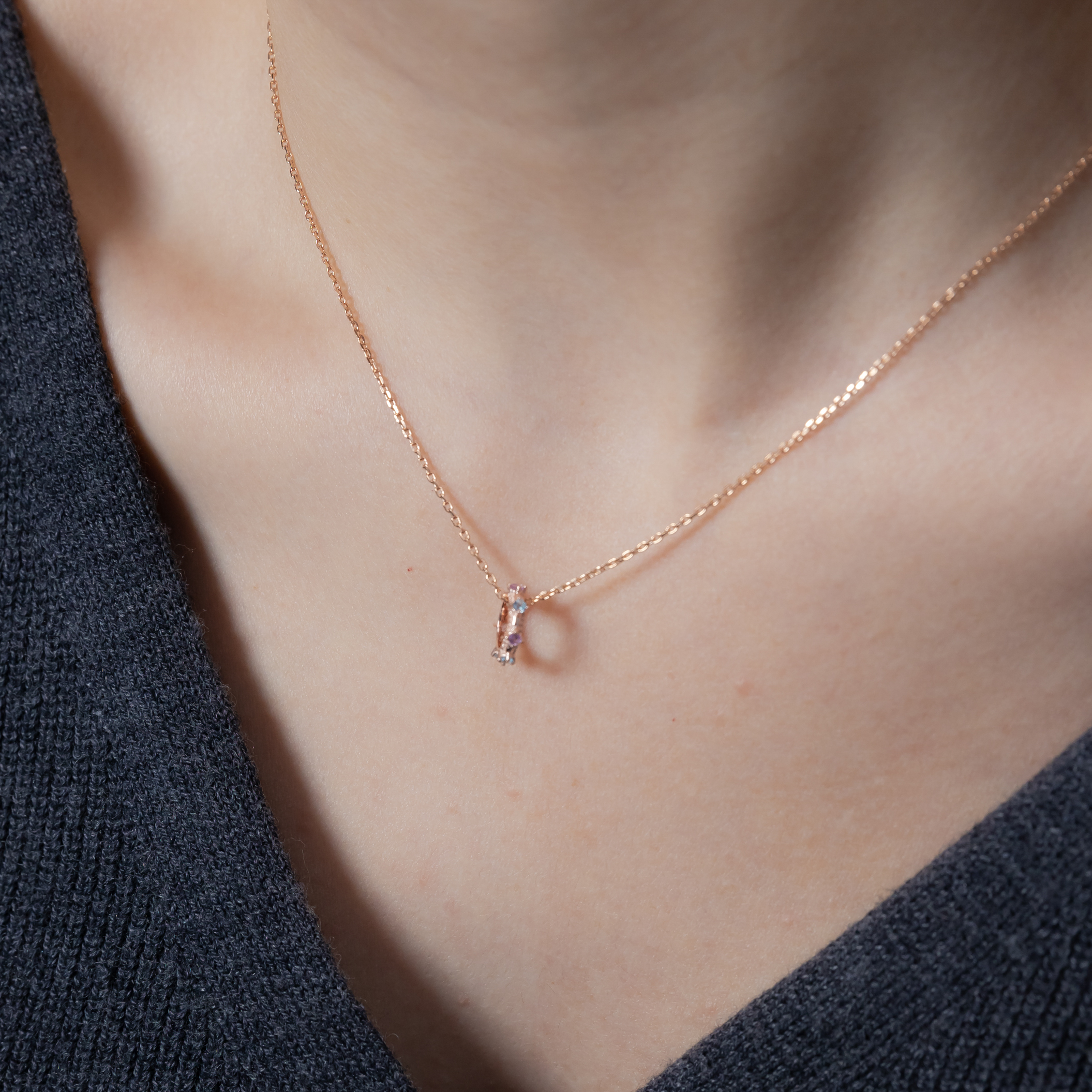 整圈滾邊小四爪紫水晶托帕石圈圈串飾