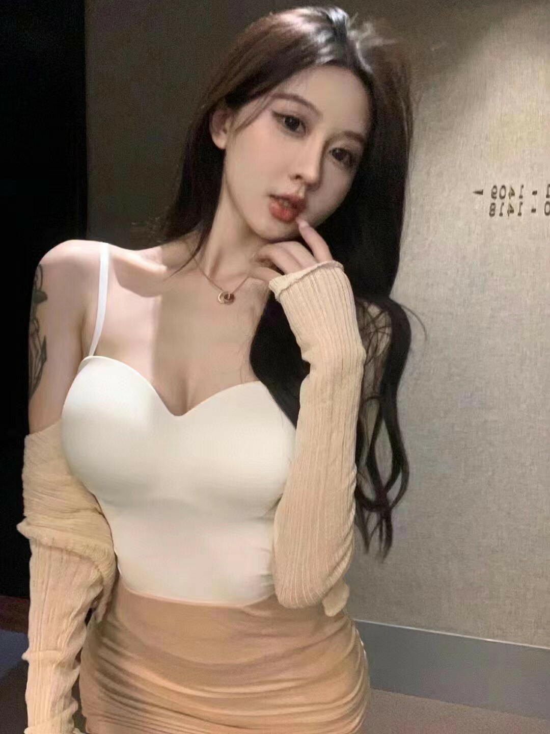 桃心領冰絲固定杯背心 558