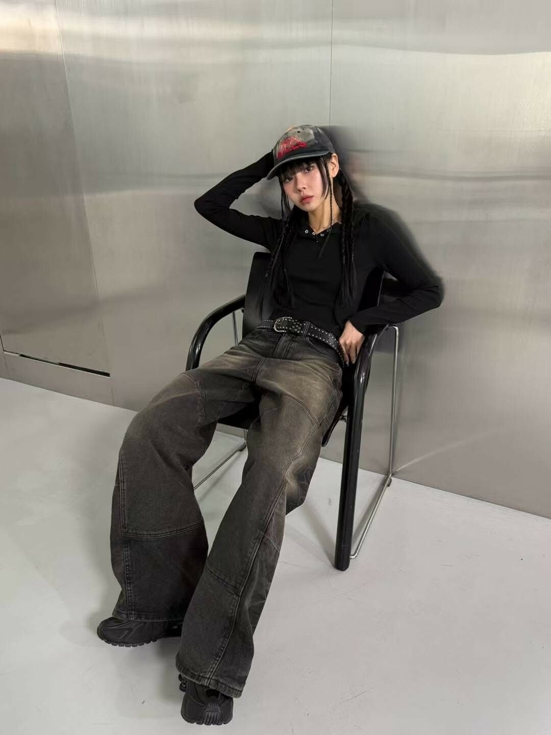 UNUSED 水洗 斜切 設計感 #牛仔褲