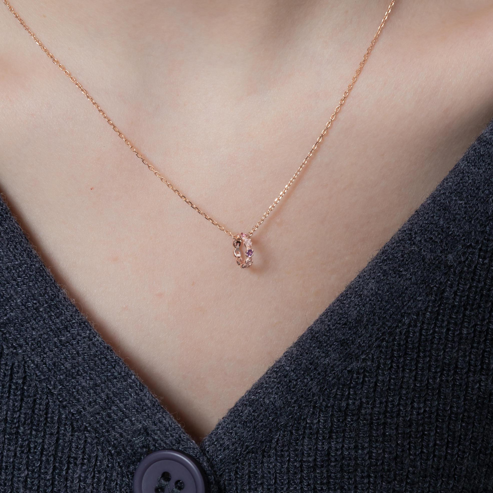 整圈小花粉紫水晶圈圈串飾