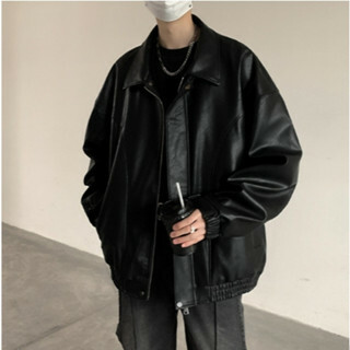 （現貨）LJ002 美式復古 翻領 質感素面 皮衣 皮外套 夾克