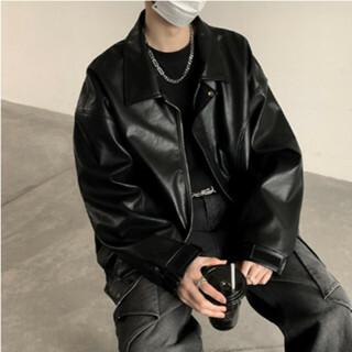 （現貨）LJ002 美式復古 翻領 質感素面 皮衣 皮外套 夾克