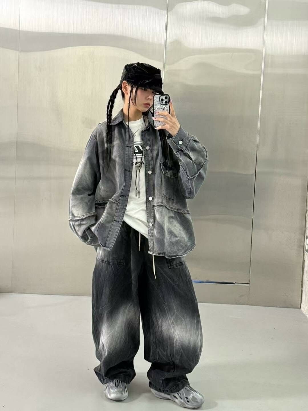 UNUSED 斜染洗 抽繩 #牛仔褲