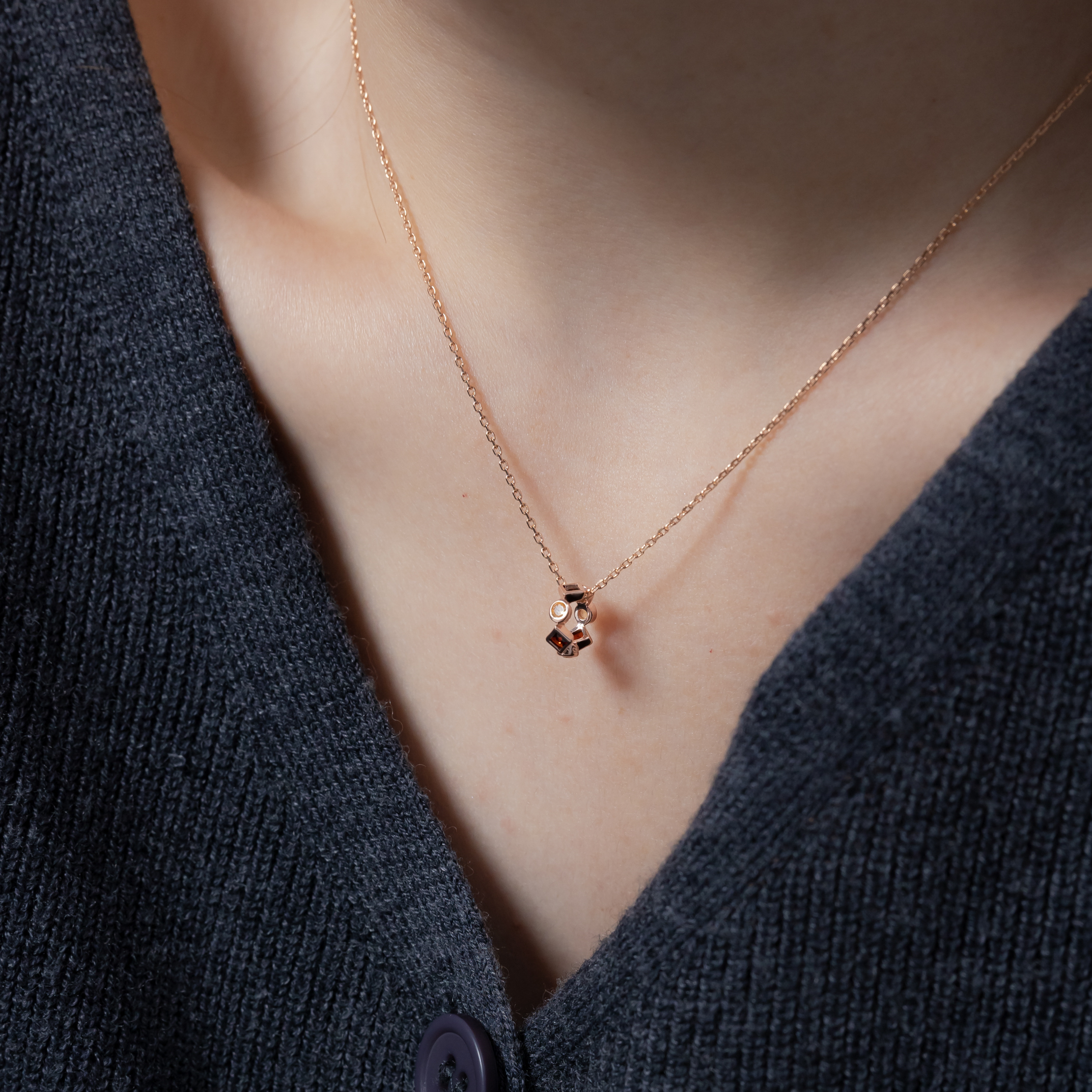 整圈圓菱黃水晶石榴石圈圈串飾