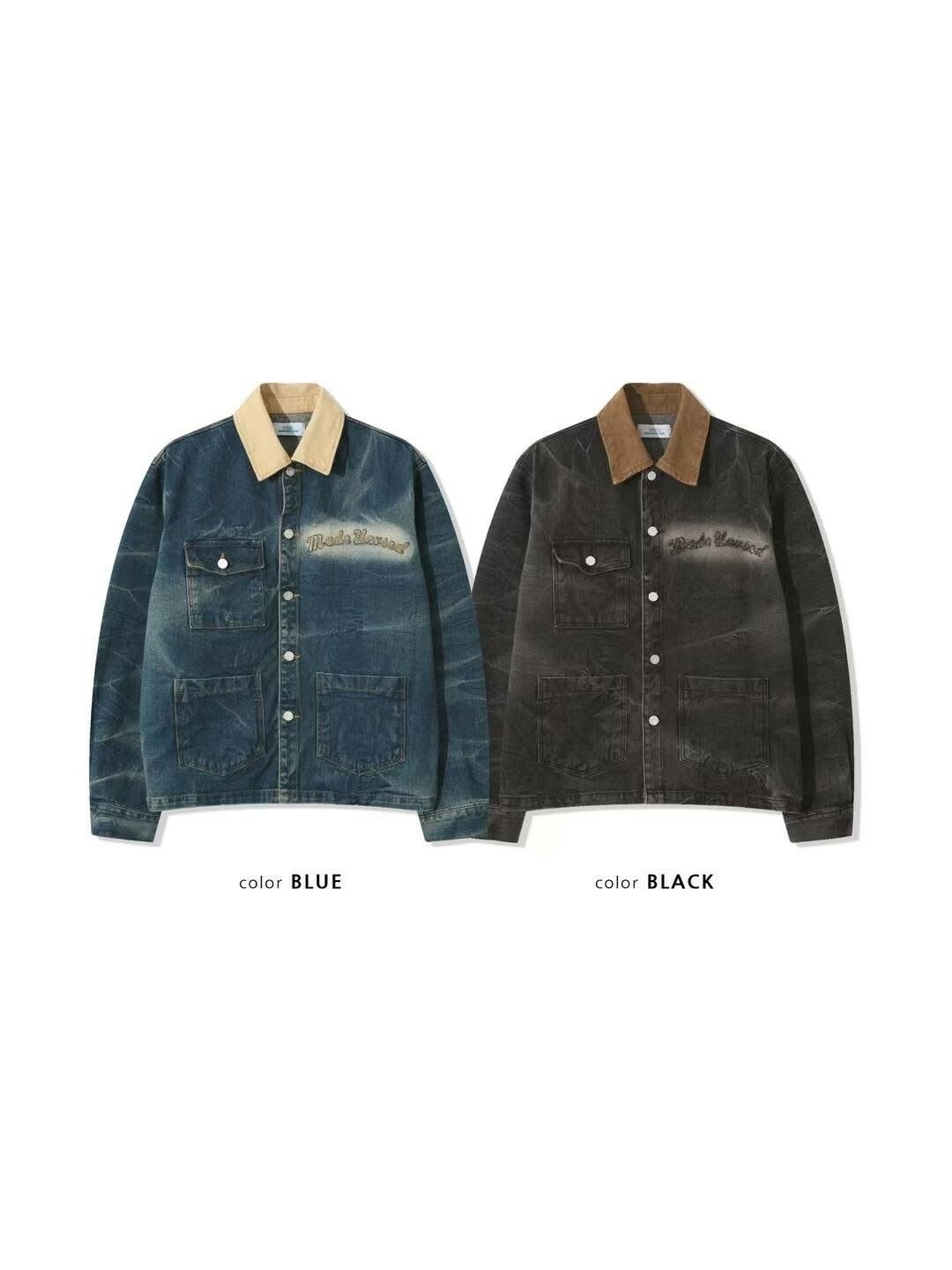 UNUSED 拼布領 水洗 牛仔 #外套