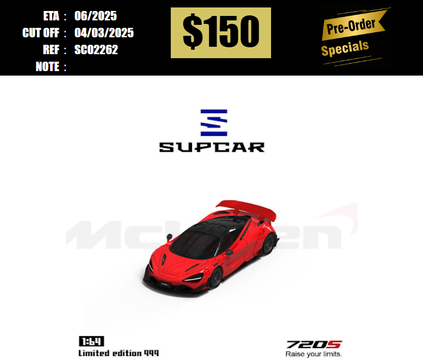 PO-$150 * SUPCAR * 1:64 MCLAREN 720S WIDE BODY RED [OD25/02]