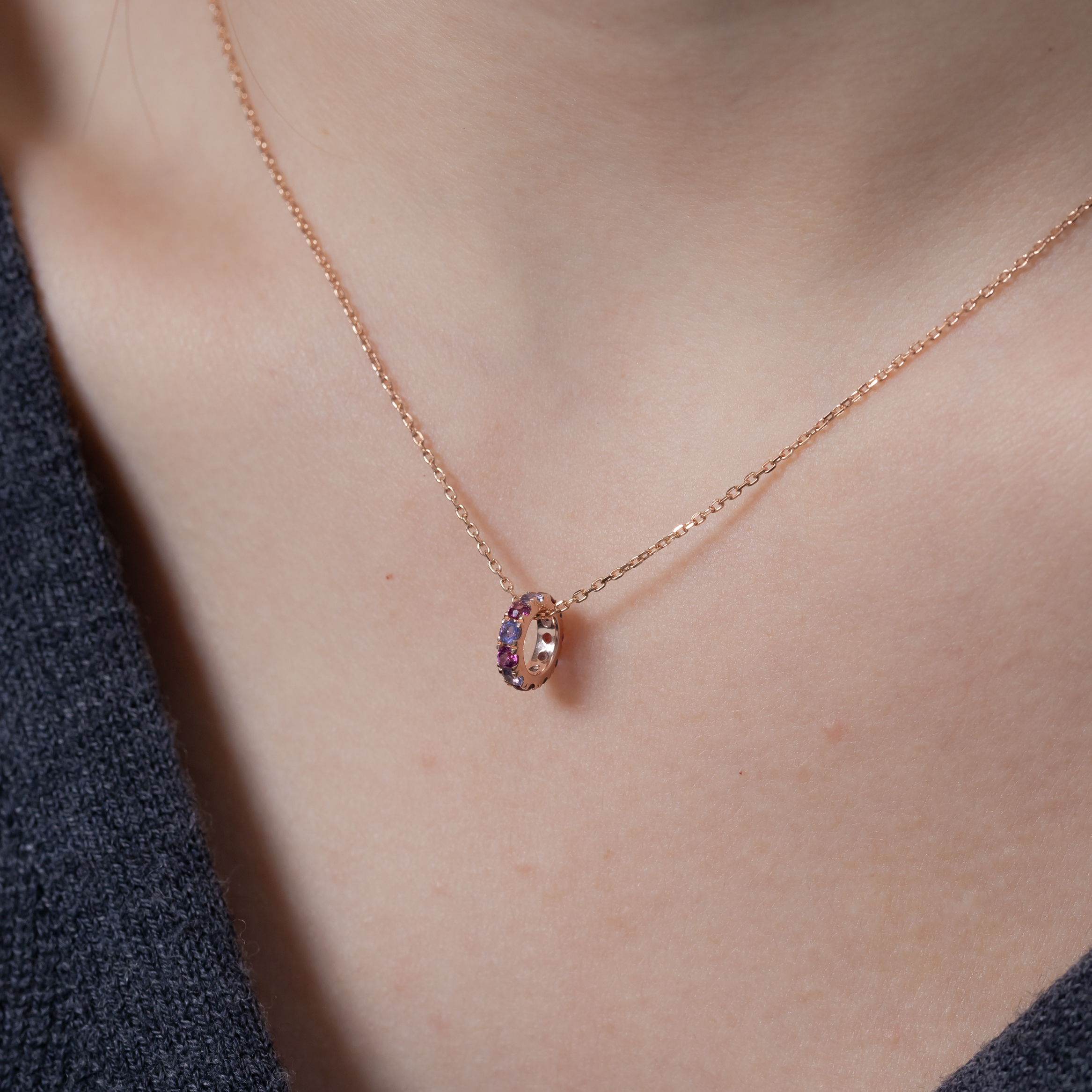 經典整圈玫瑰石榴菫青石圈圈串飾