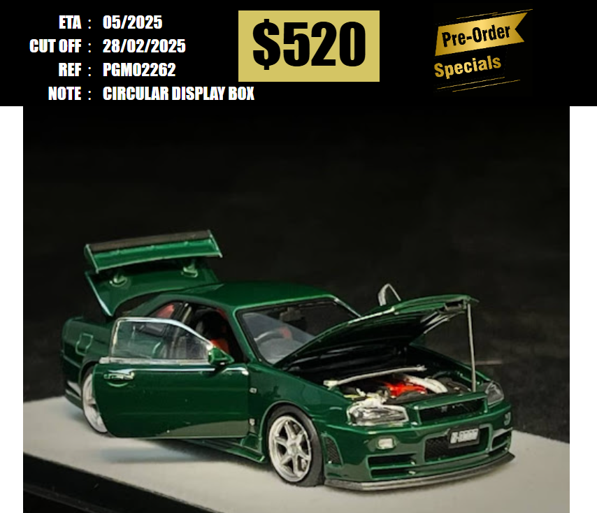 PO-$520 * PGM * 1:64 NISSAN SKYLINE GT-R R34 NISMO Z-TUNE BRITISH GREEN DELUXE VERSION [OD25/02]