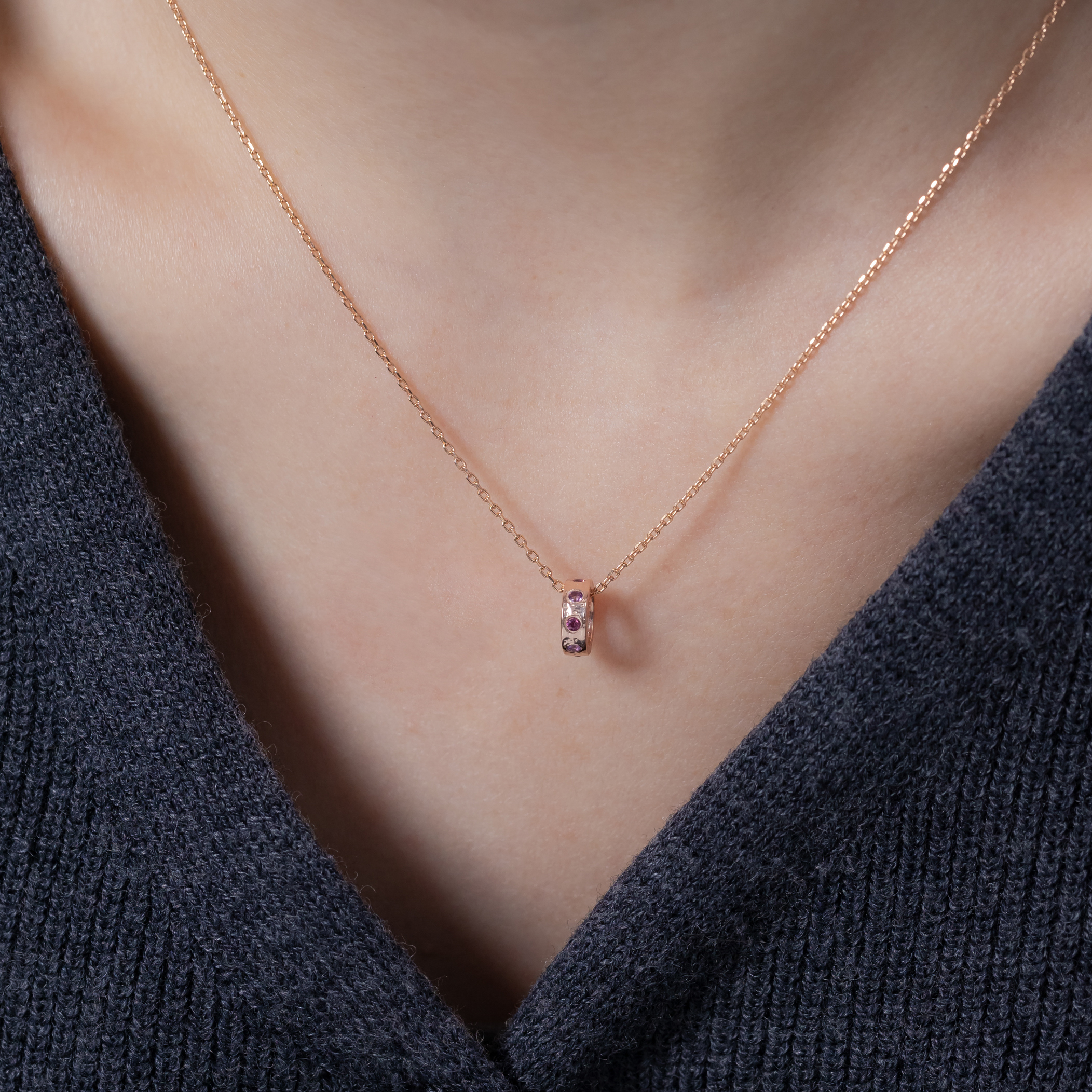 整圈手感氣泡玫瑰石榴紫水晶圈圈串飾