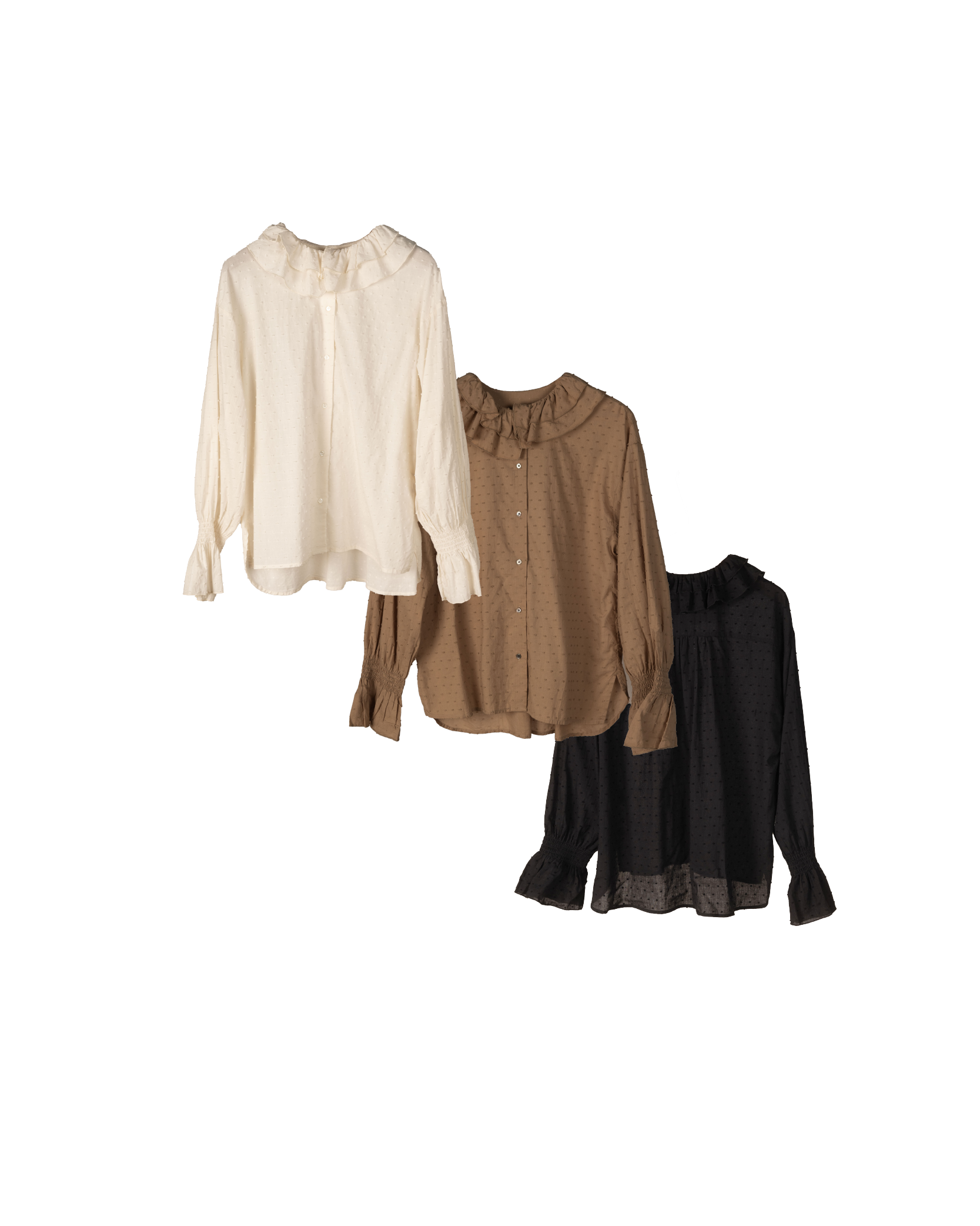 雙層荷葉領橡筋傘袖點點上衣