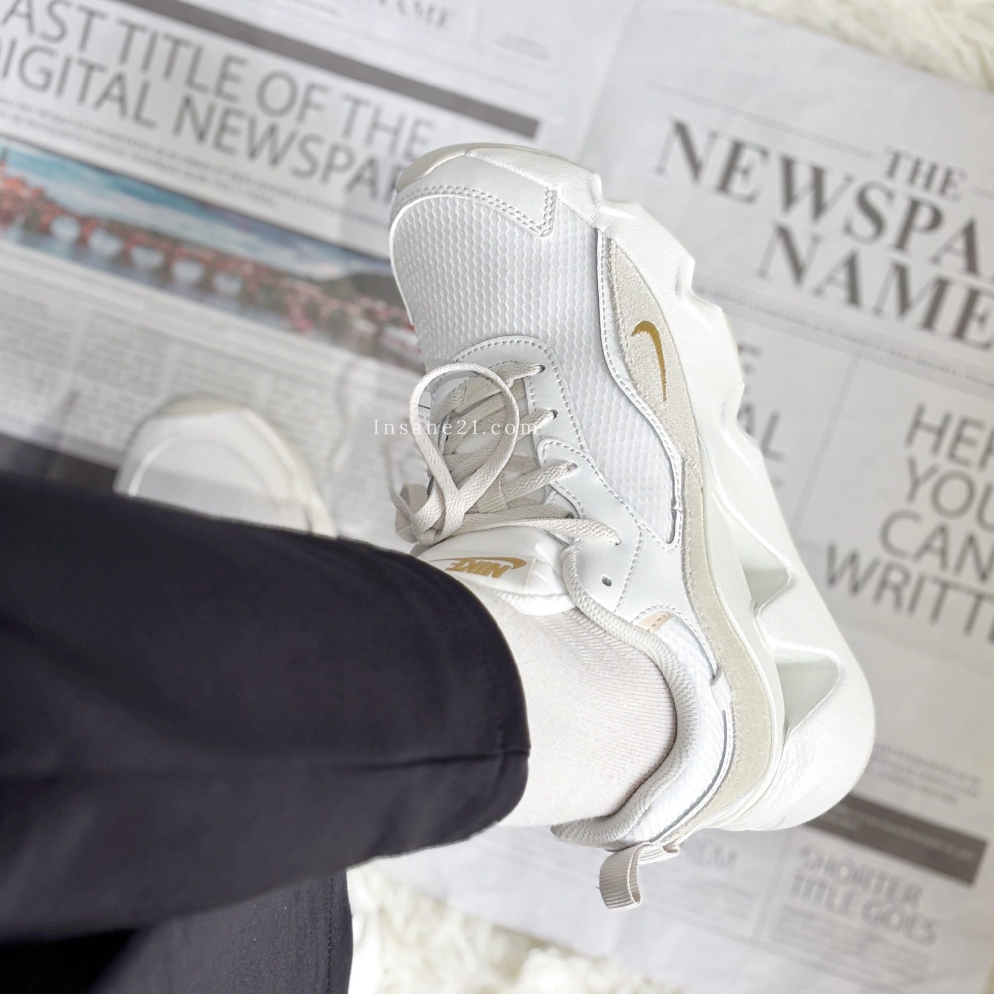 NIKE RYZ 365 II 米白 奶茶刺繡小勾 厚底增高 女鞋 舒適 耐吉 CU4874-102