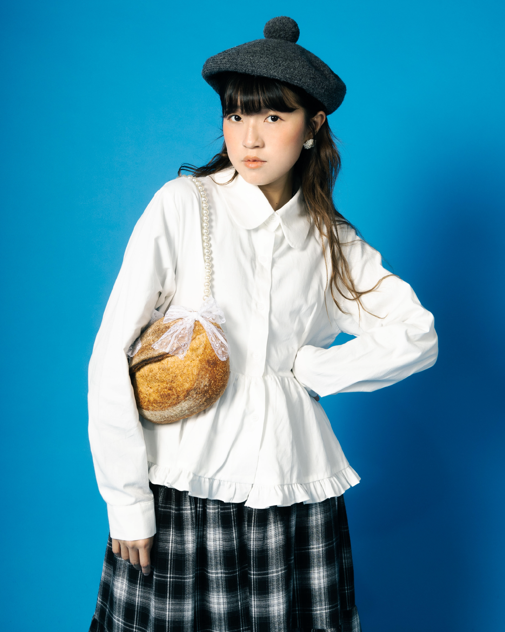 娃領ruffle底傘型長袖衫恤