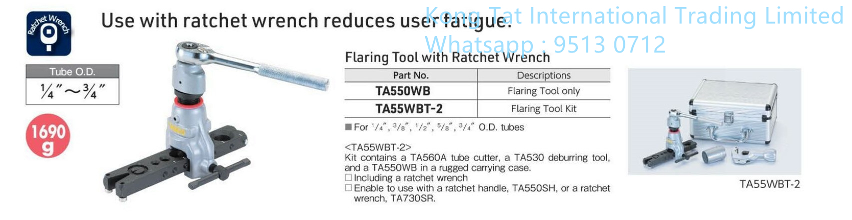 TASCO TA550WB TA55WBT-2 擴口工具附棘輪扳手