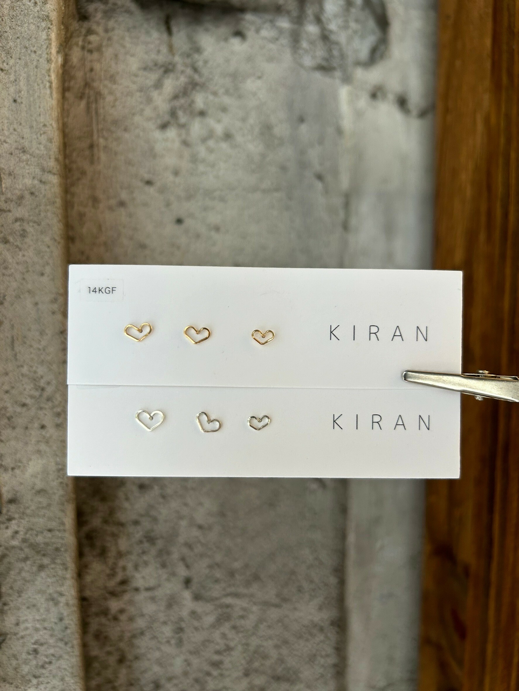 [KIRAN] 愛心耳針 | 925銀 | 14KGF