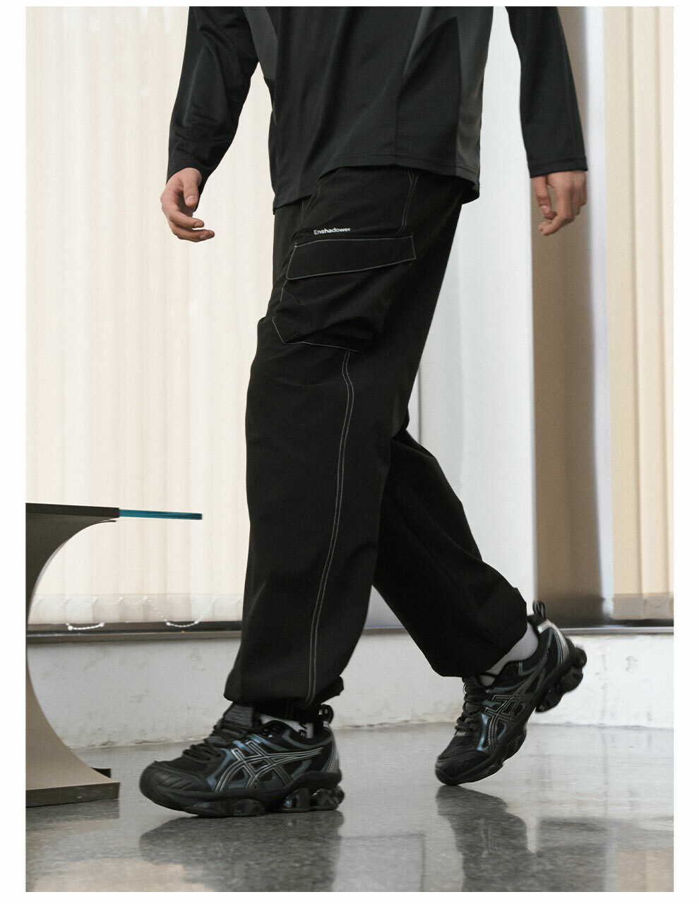 ENshadower隱蔽者 線跡結構口袋束腿長褲