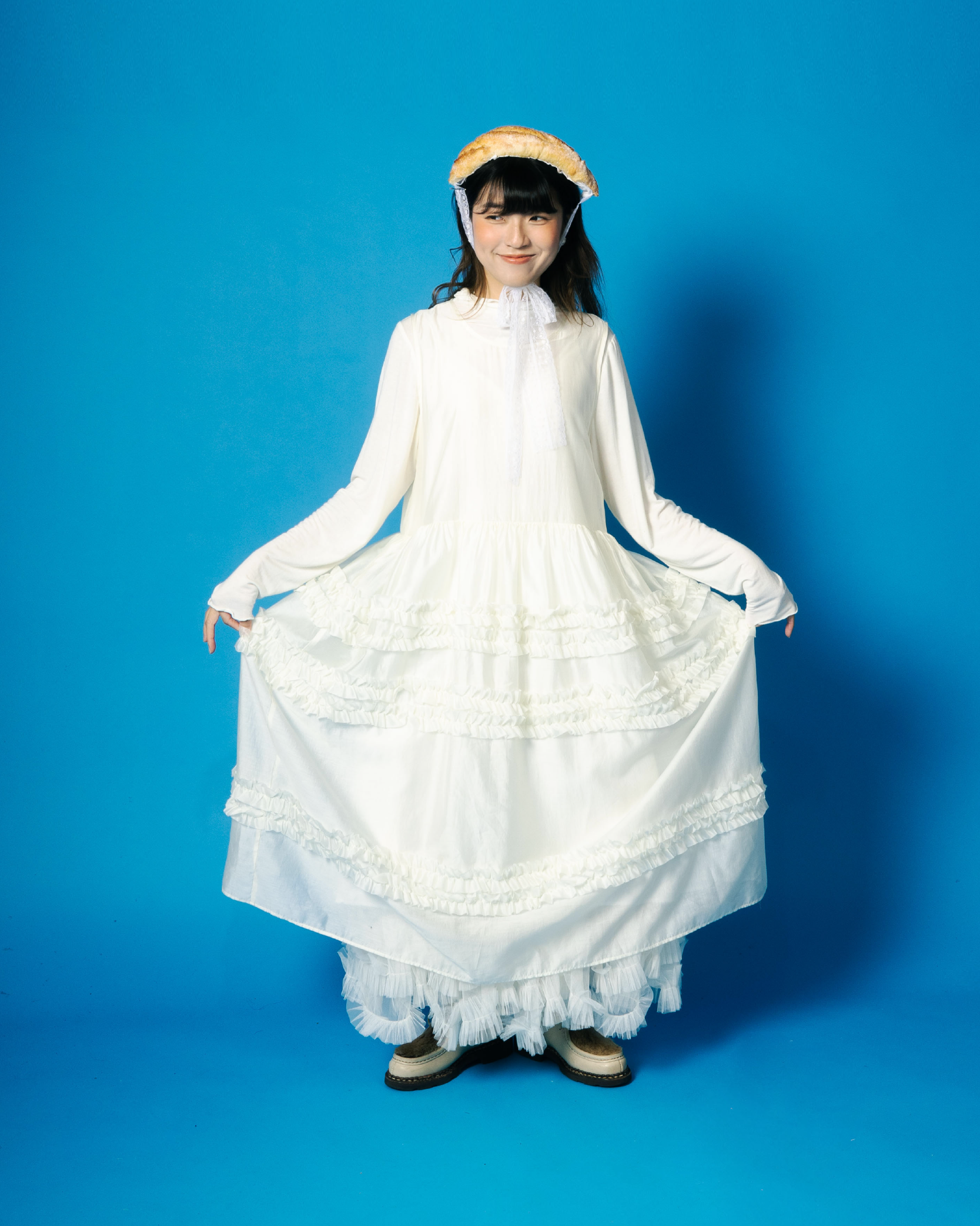 透透紗質三層ruffle背心Onepiece