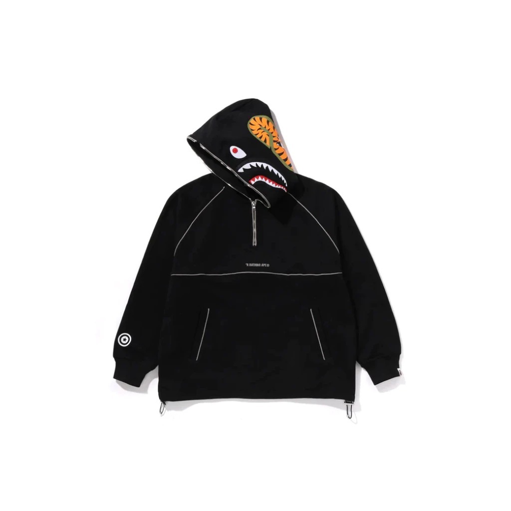 2025SS APE BAPE SHARK LOGO RELAXED HOODIE 寬版 鯊魚 半截式 帽T 衝鋒衣 現貨 1L30-114-304