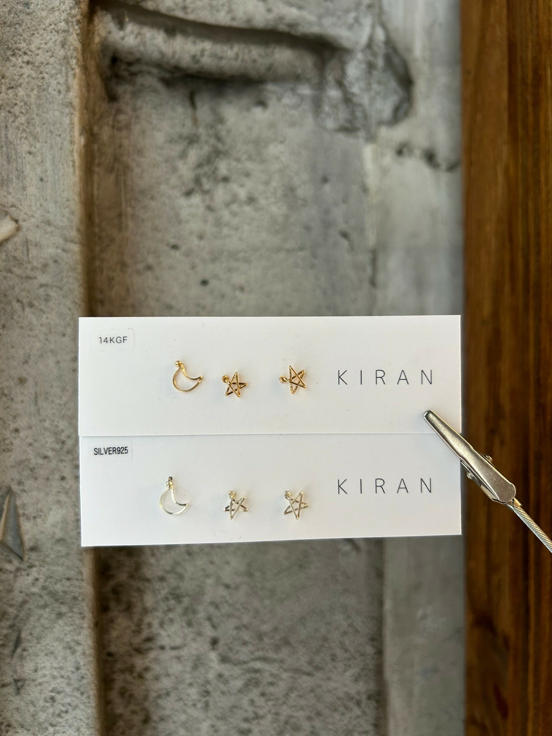 [KIRAN] 星月耳針 | 925銀 | 14KGF