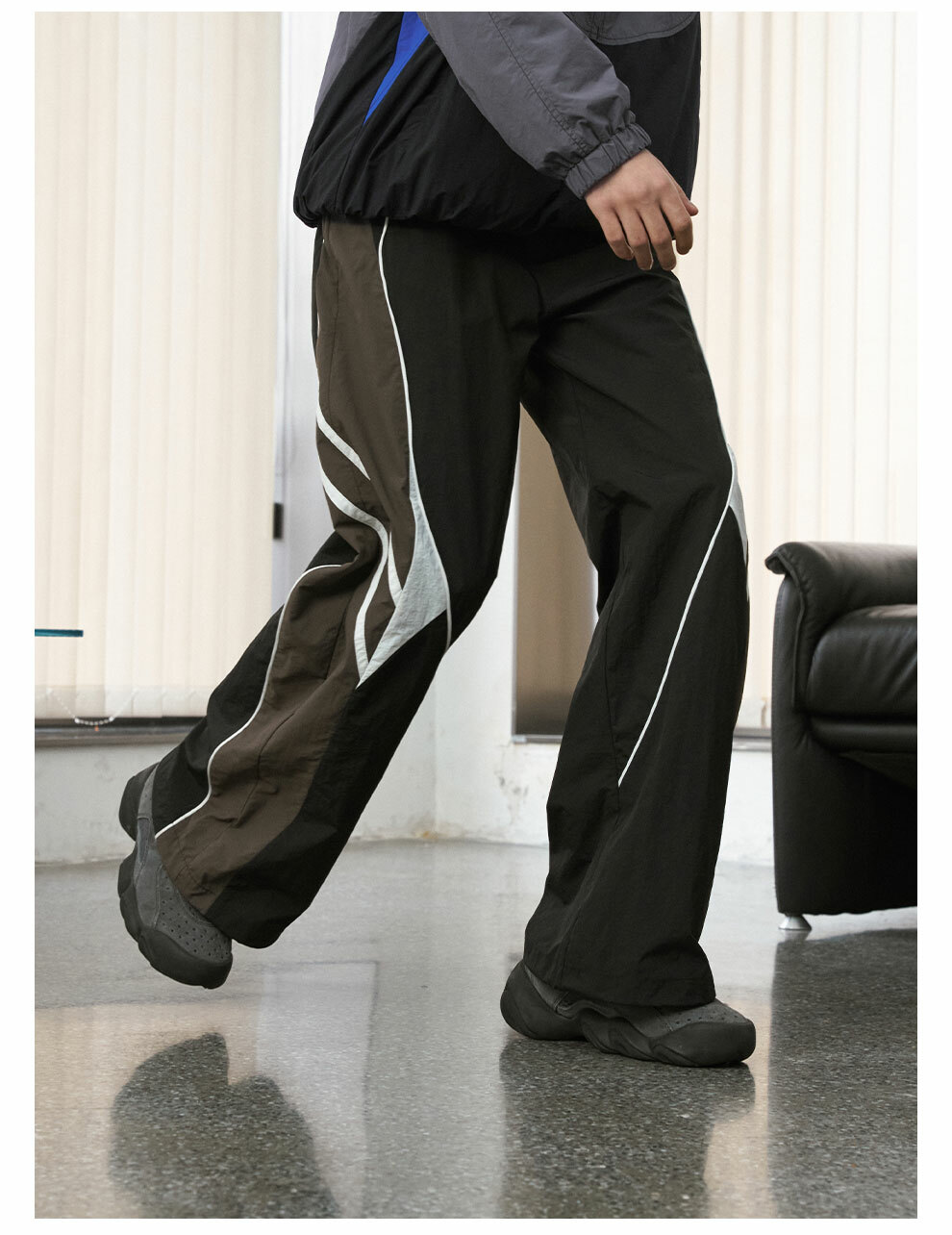 ENshadower隱蔽者 復古拼色結構運動褲異形傘兵褲