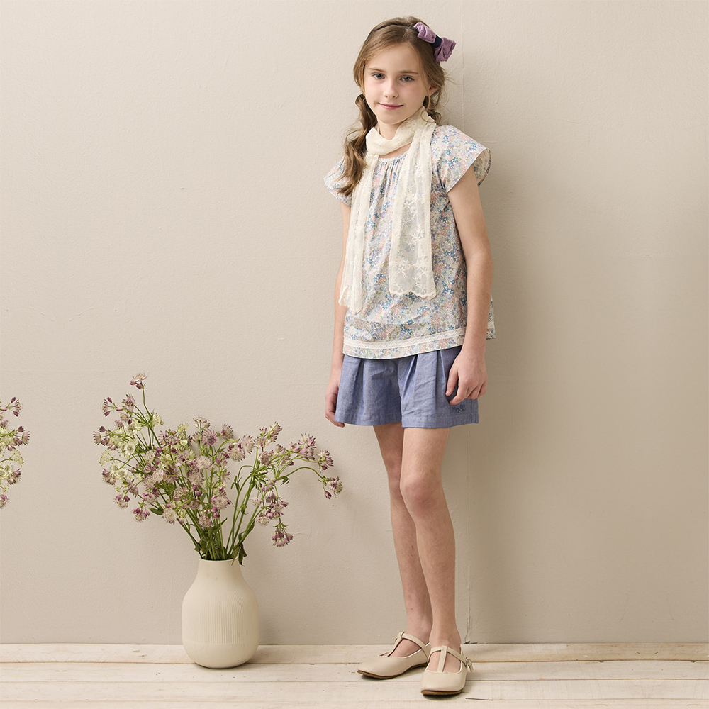 PIPPY百搭純棉典雅休閒褲裙 藍