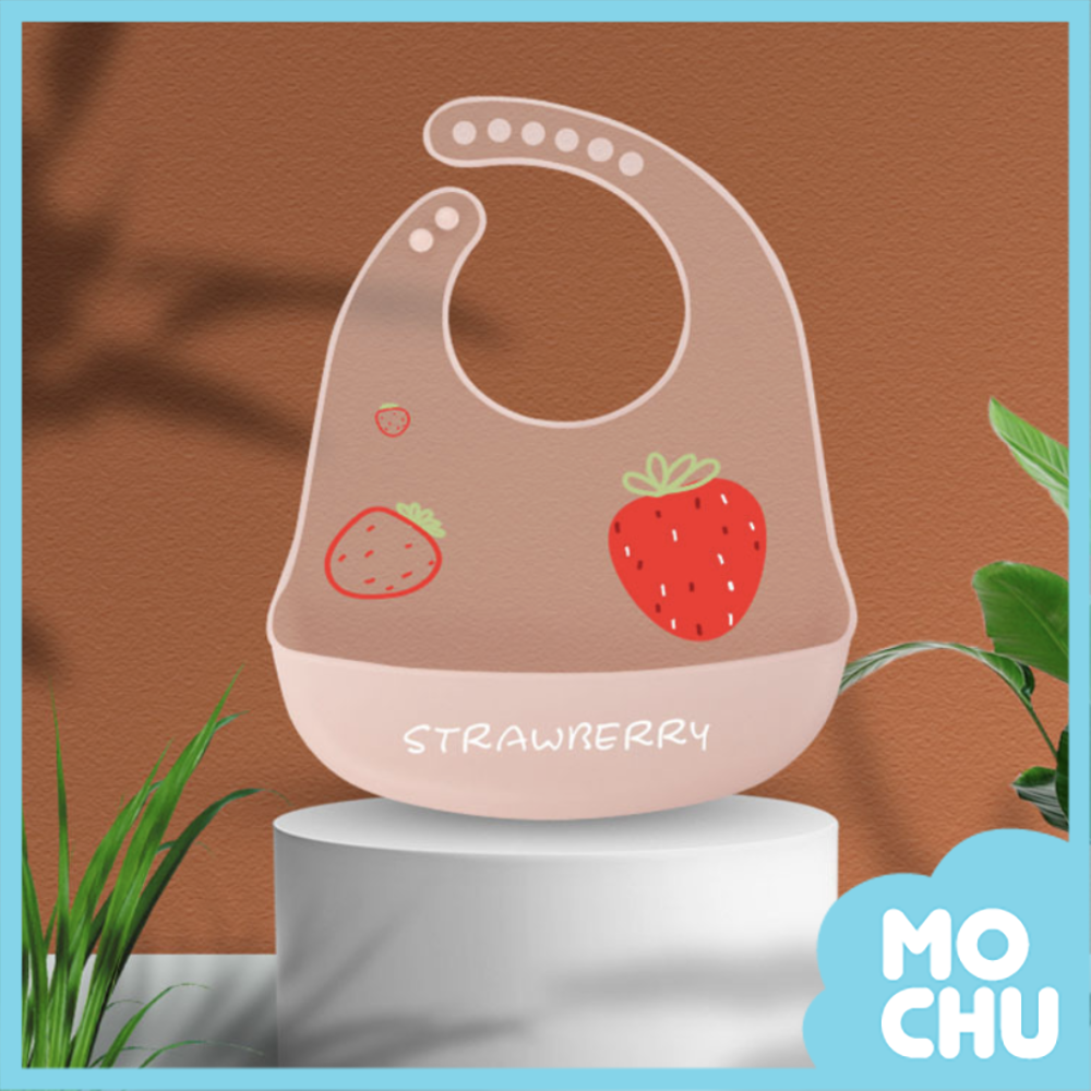 防塵矽膠圍兜-草莓