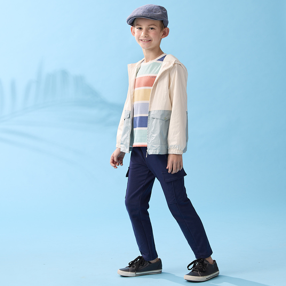 PIPPY 簡約拼接大口袋連帽風衣外套 綠