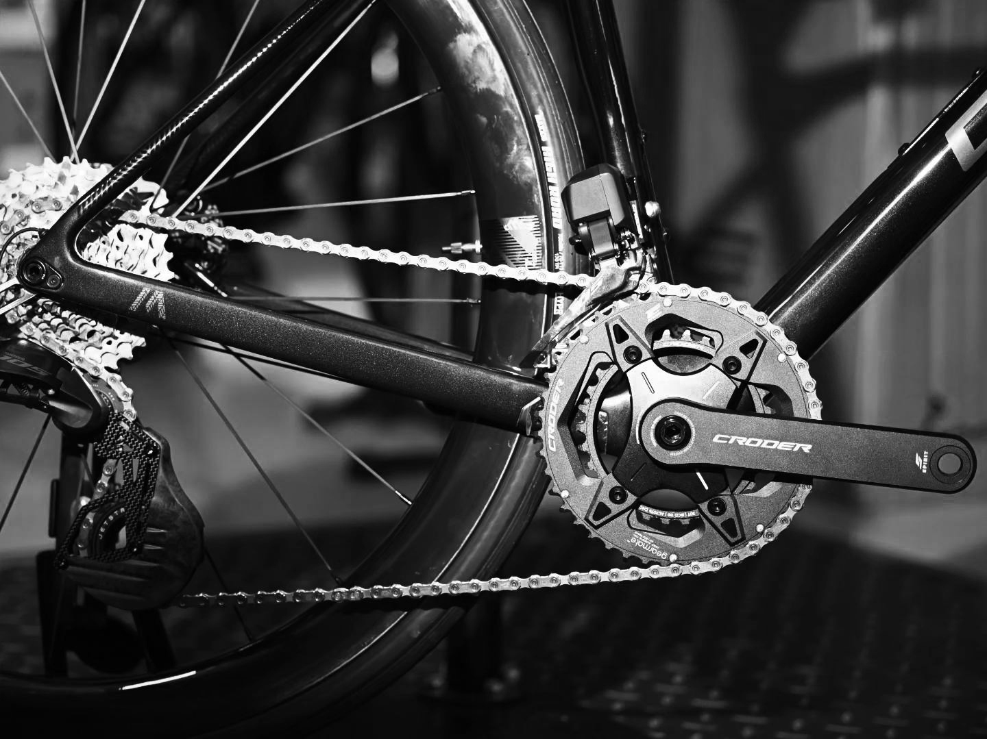 Detailed view of the gravel bike chainring