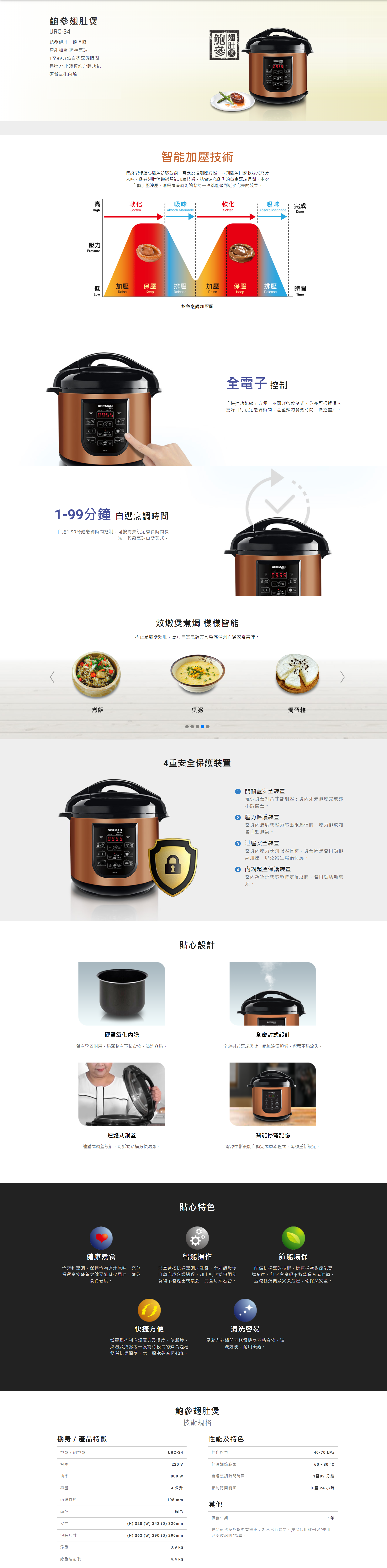 鮑參翅肚煲, 山珍, 海味, 鮑參翅肚一鍵搞掂, 智能加壓, 精準烹調