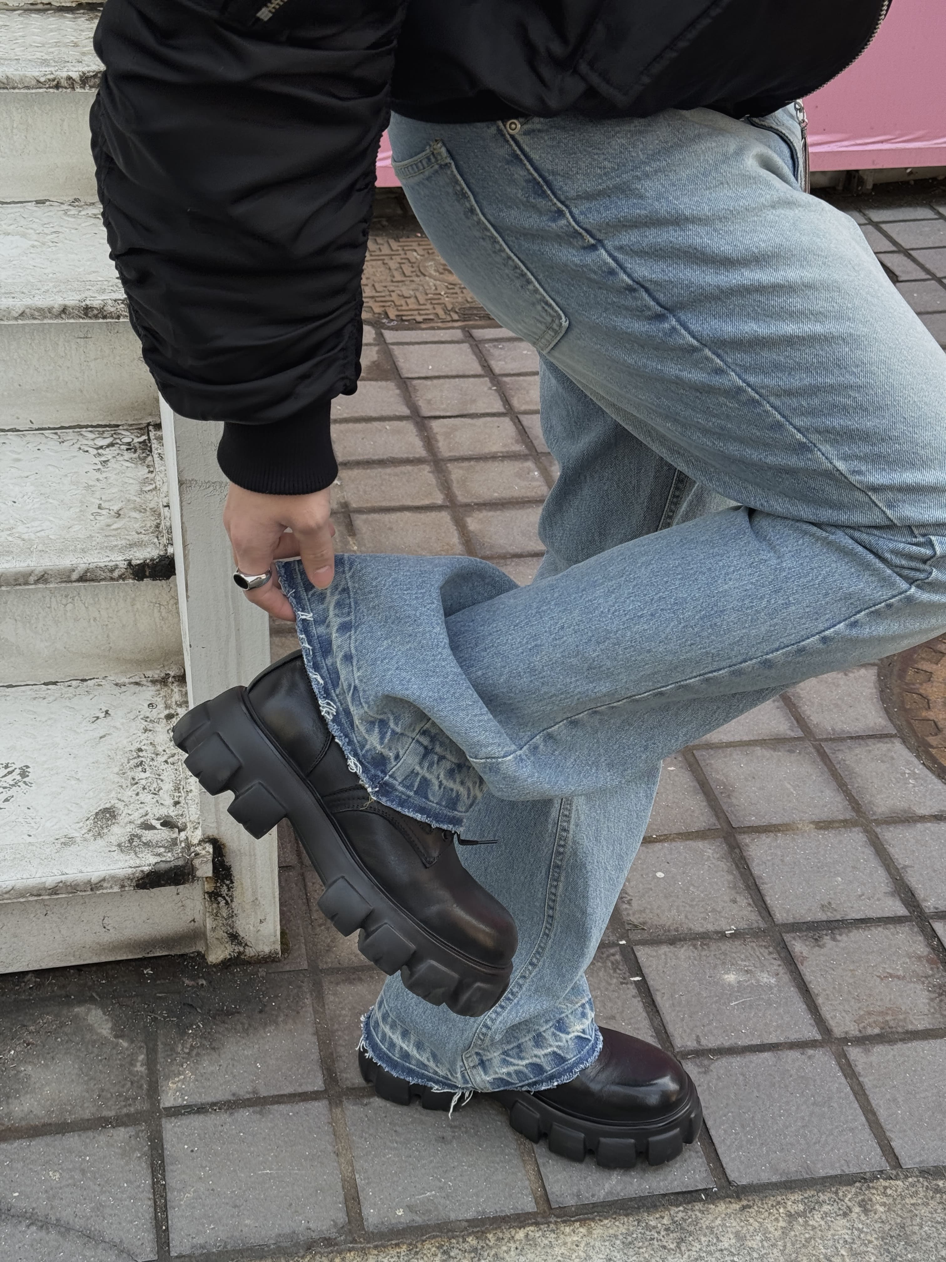 韓國 鋸齒 增高 5CM 牛皮 厚底皮靴