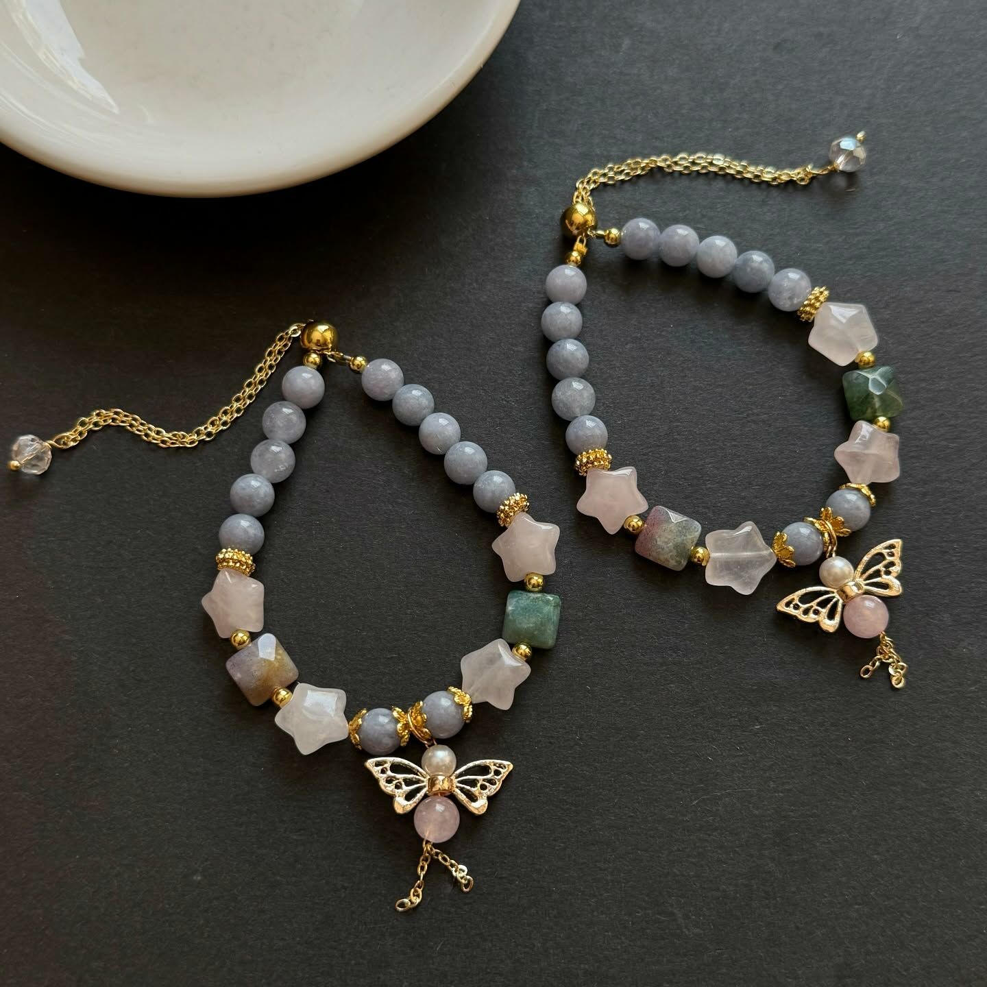 [原石] 天使石+粉晶+海洋碧玉 設計款水晶手串