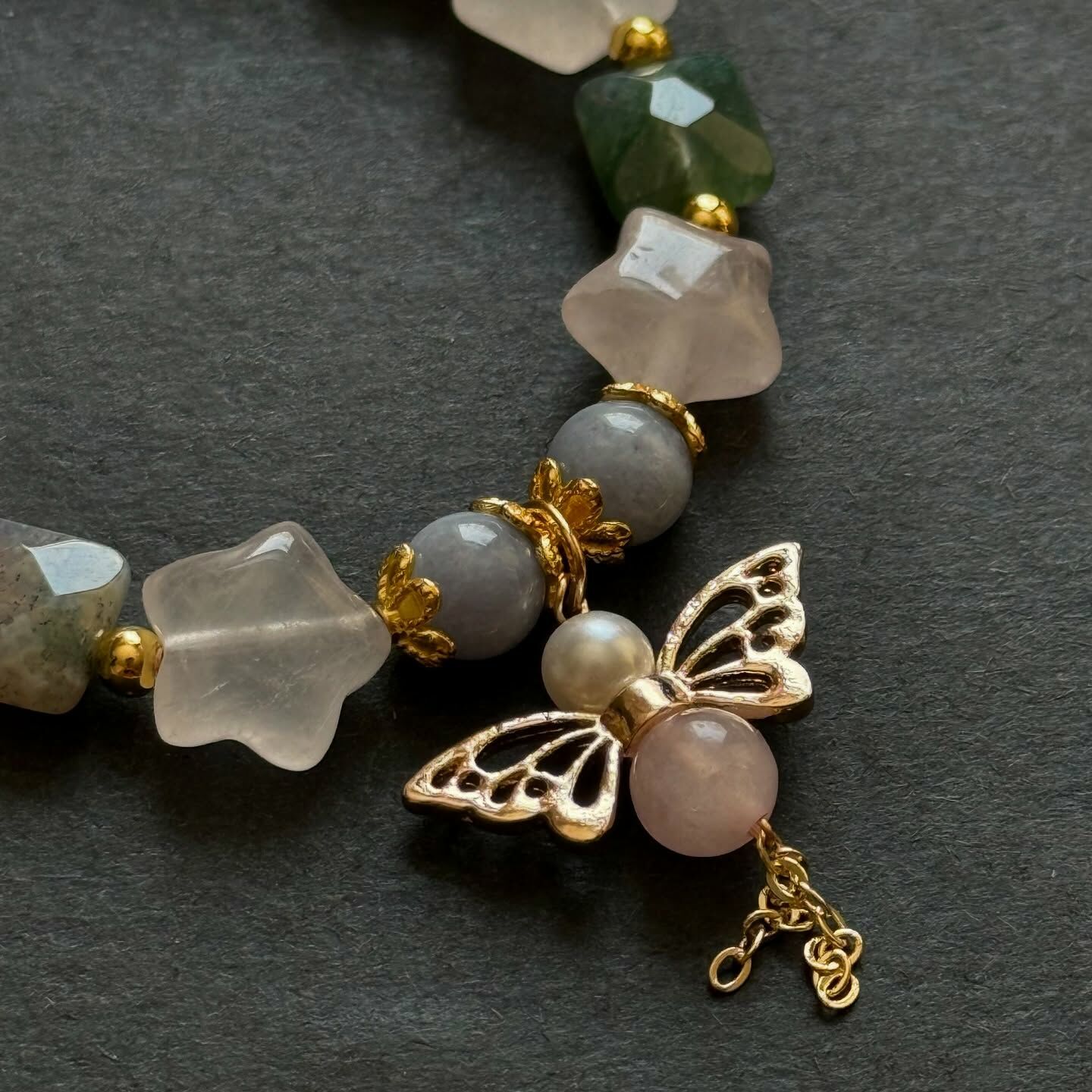 [原石] 天使石+粉晶+海洋碧玉 設計款水晶手串