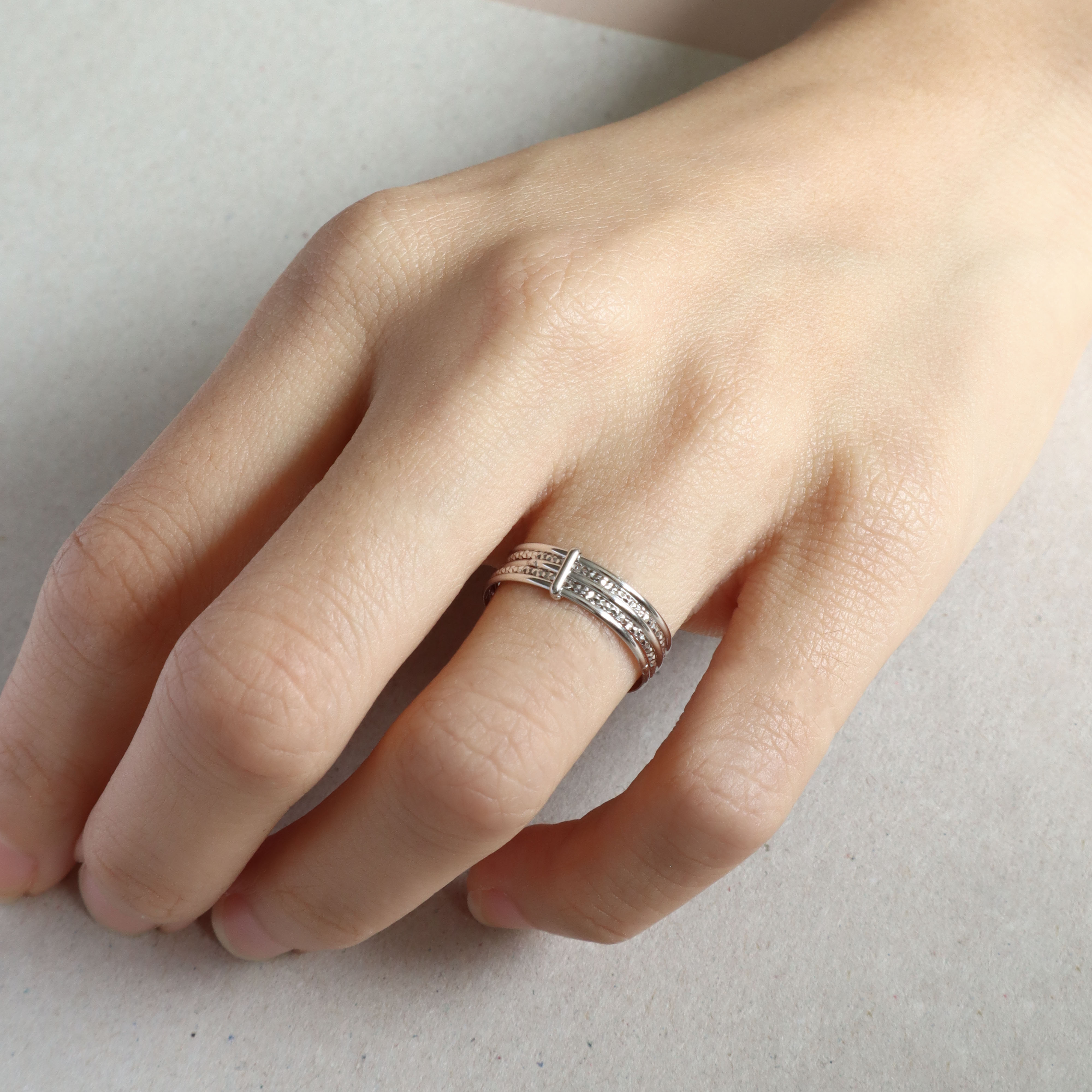 Silver/閃銀系列-多環層次戒指