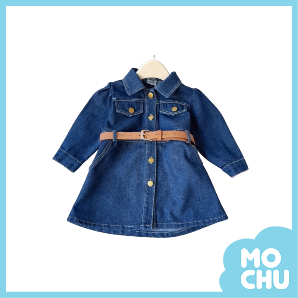 原色牛仔腰帶連身裙