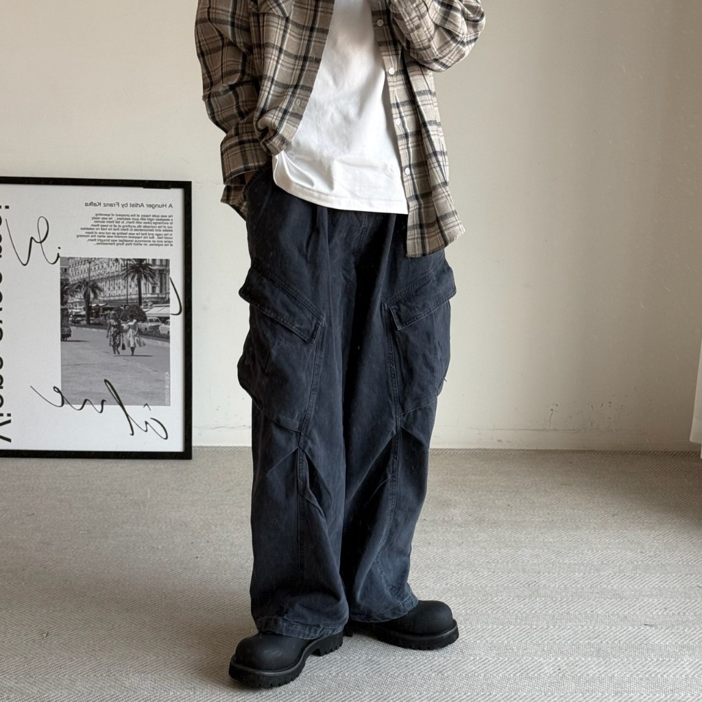 （現貨）WP003 美式復古 解構拼接 多口袋 工裝長褲