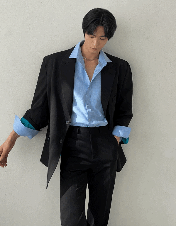 (韓國限時特價)寬鬆兩粒扣西裝外套