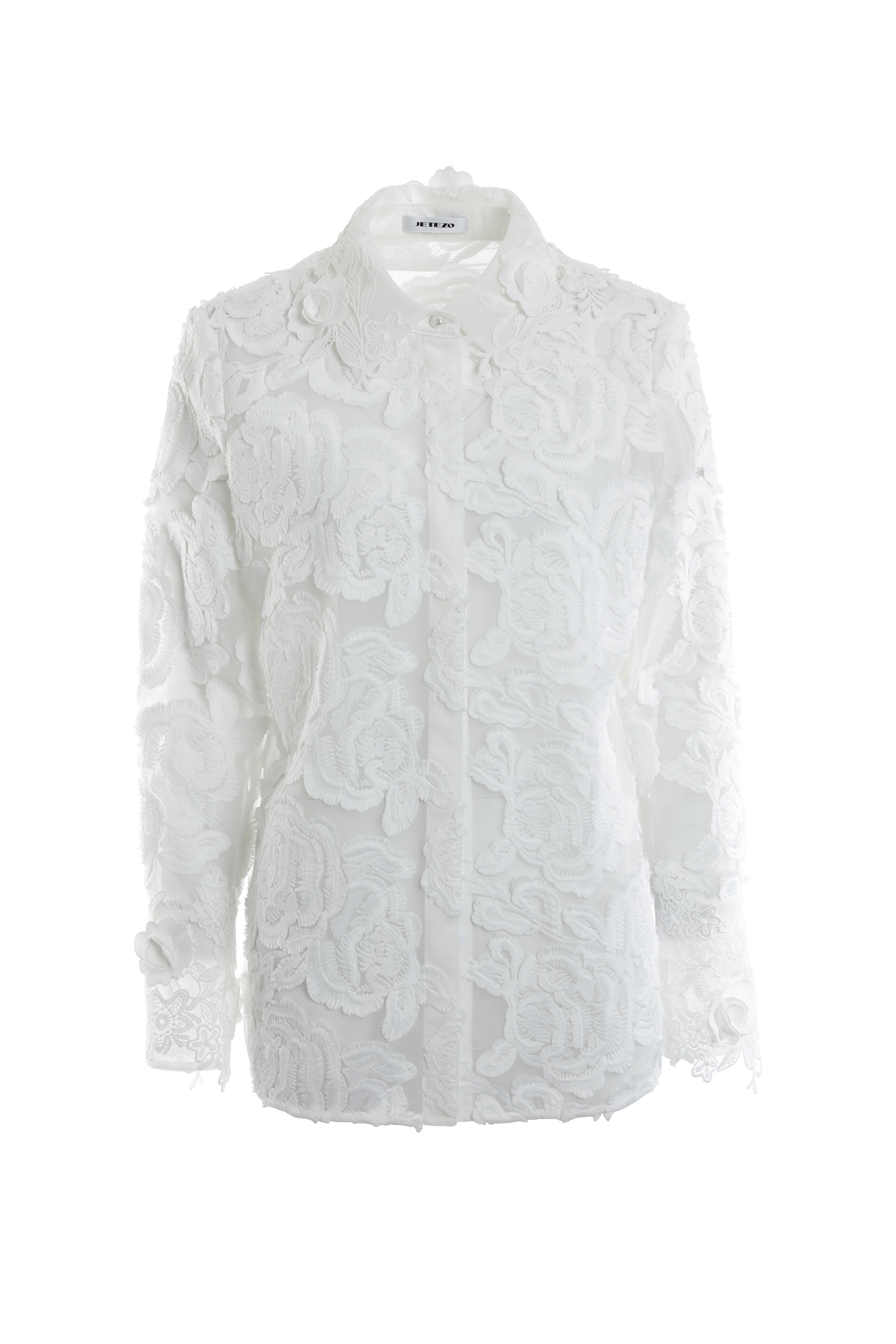 BE10136A1 玫瑰刺繡蕾絲襯衫