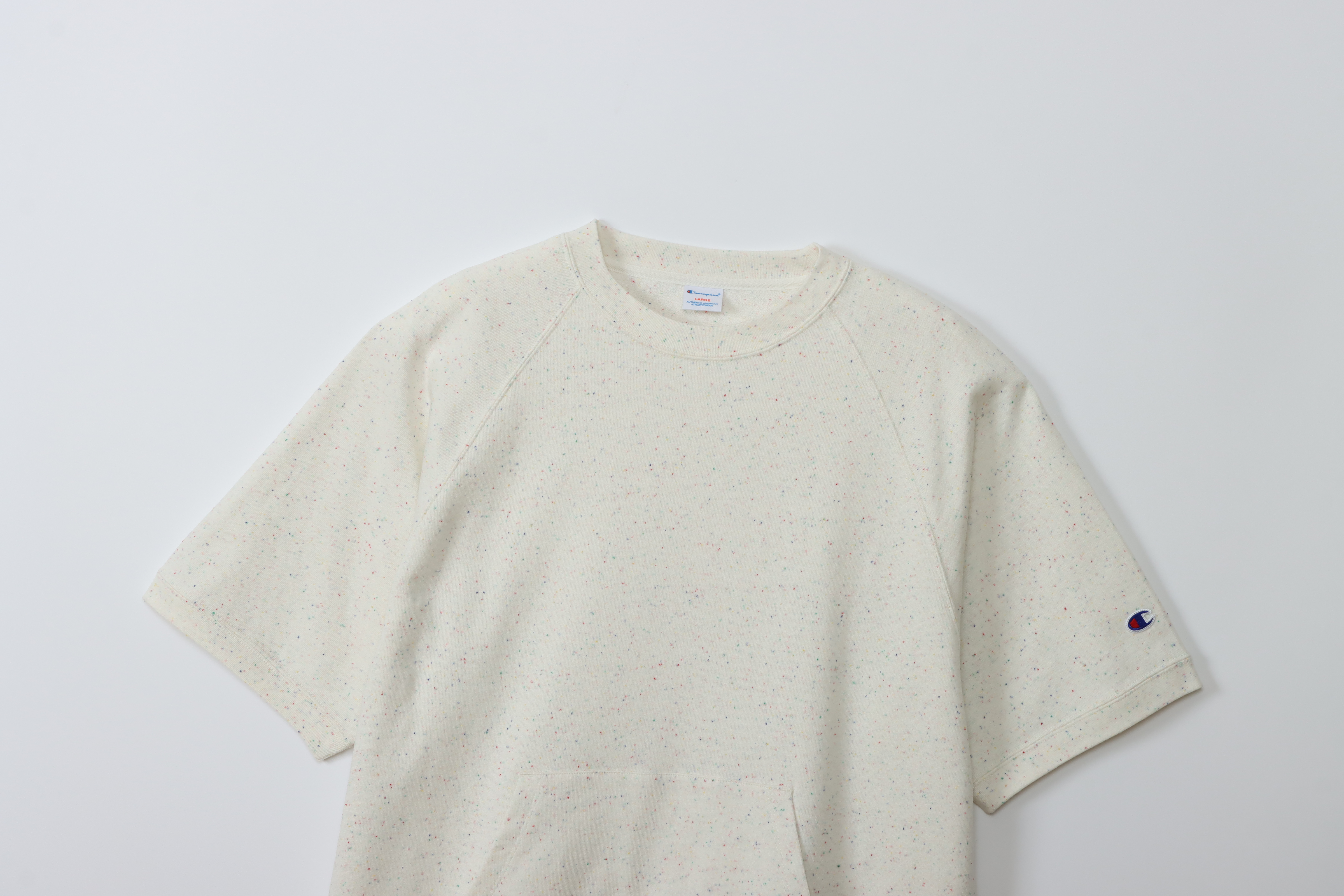 男款-CASUAL 口袋連肩短袖衛衣-米色（C3-B012-020）