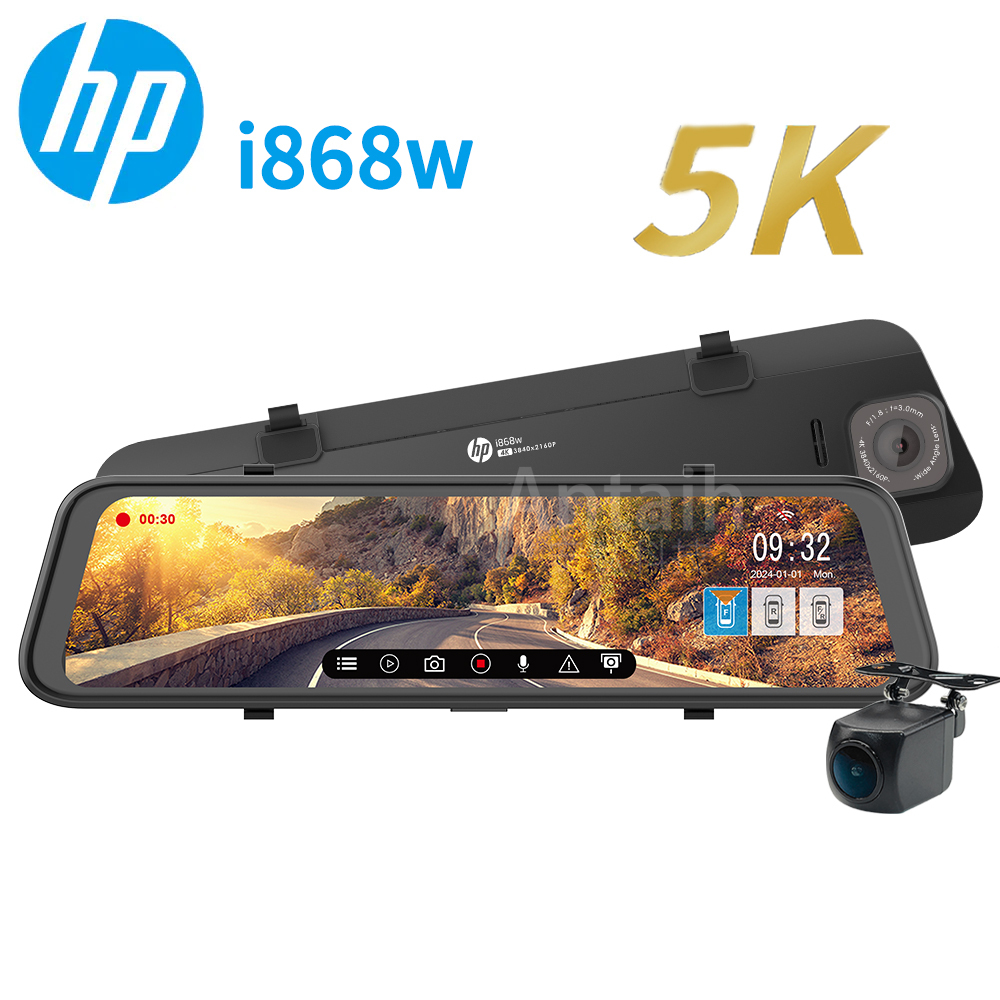 安鈦科技總代理｜HP惠普｜i868w｜2025新款｜4K電子後視鏡｜行車紀錄器