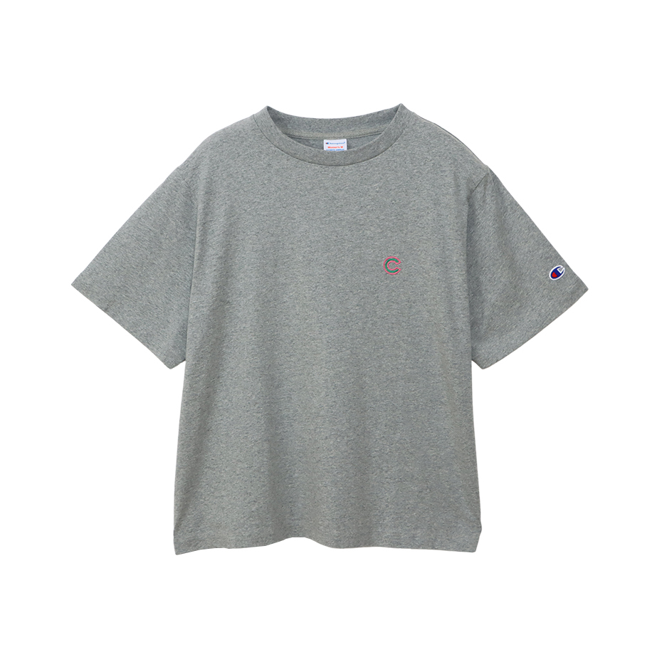 女款-小C 雙色刺繡 短袖 T恤-灰色（CW-B302-070）