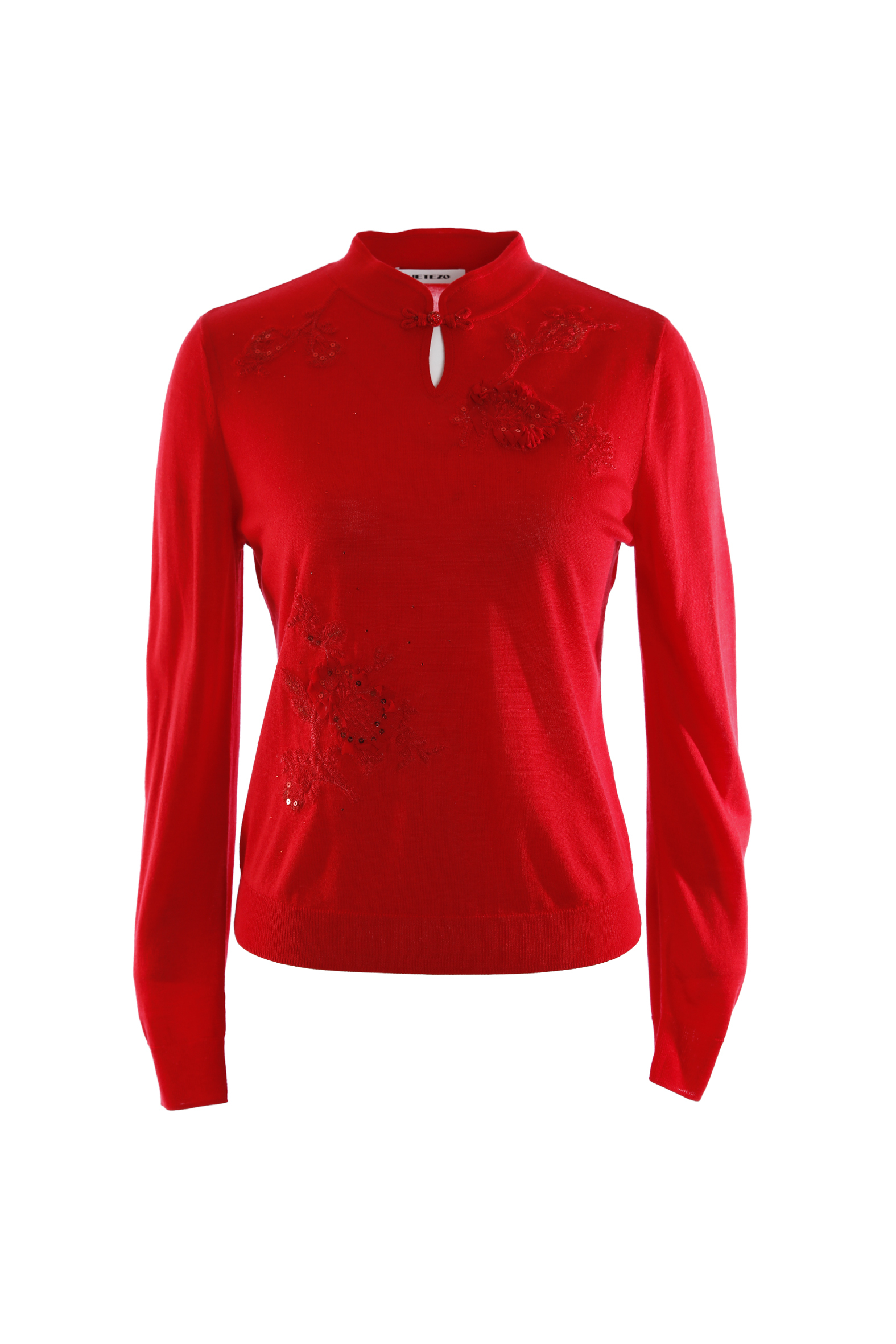 BE10205A1 金紅吉祥旗袍領刺繡上衣