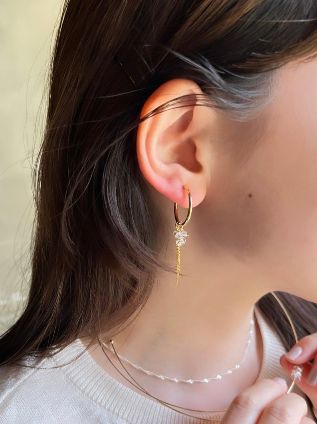 [KIRAN] 水晶掛墜耳環 | 14KGF