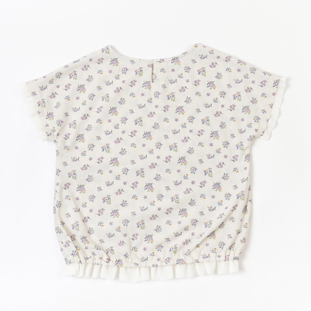 PIPPY浪漫滿版印花棉質短袖上衣 米白