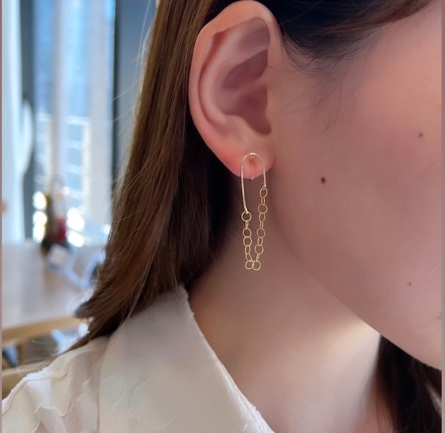 [KIRAN] 鍊條設計耳環 | 14KGF