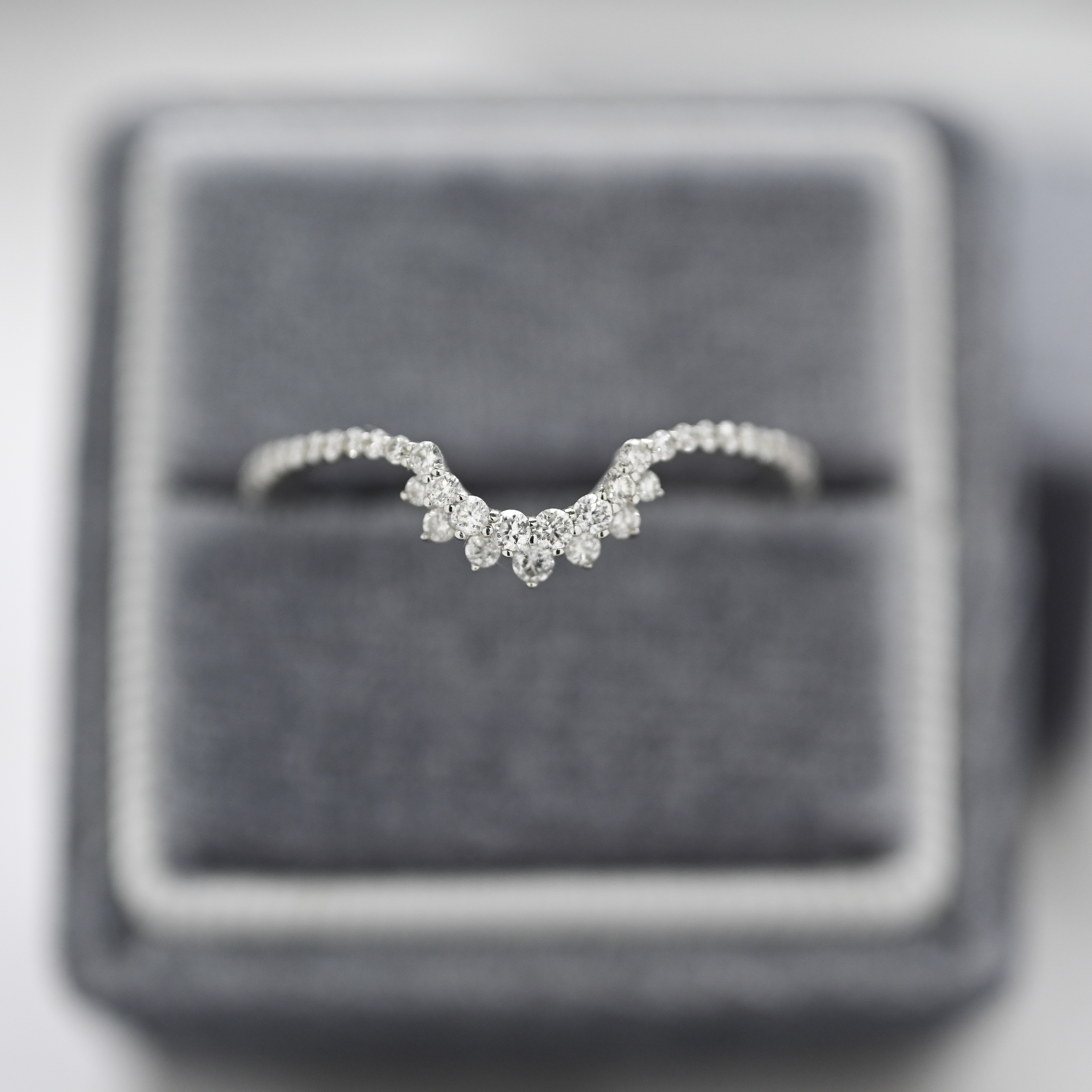 18K Half Round Diamond Ring