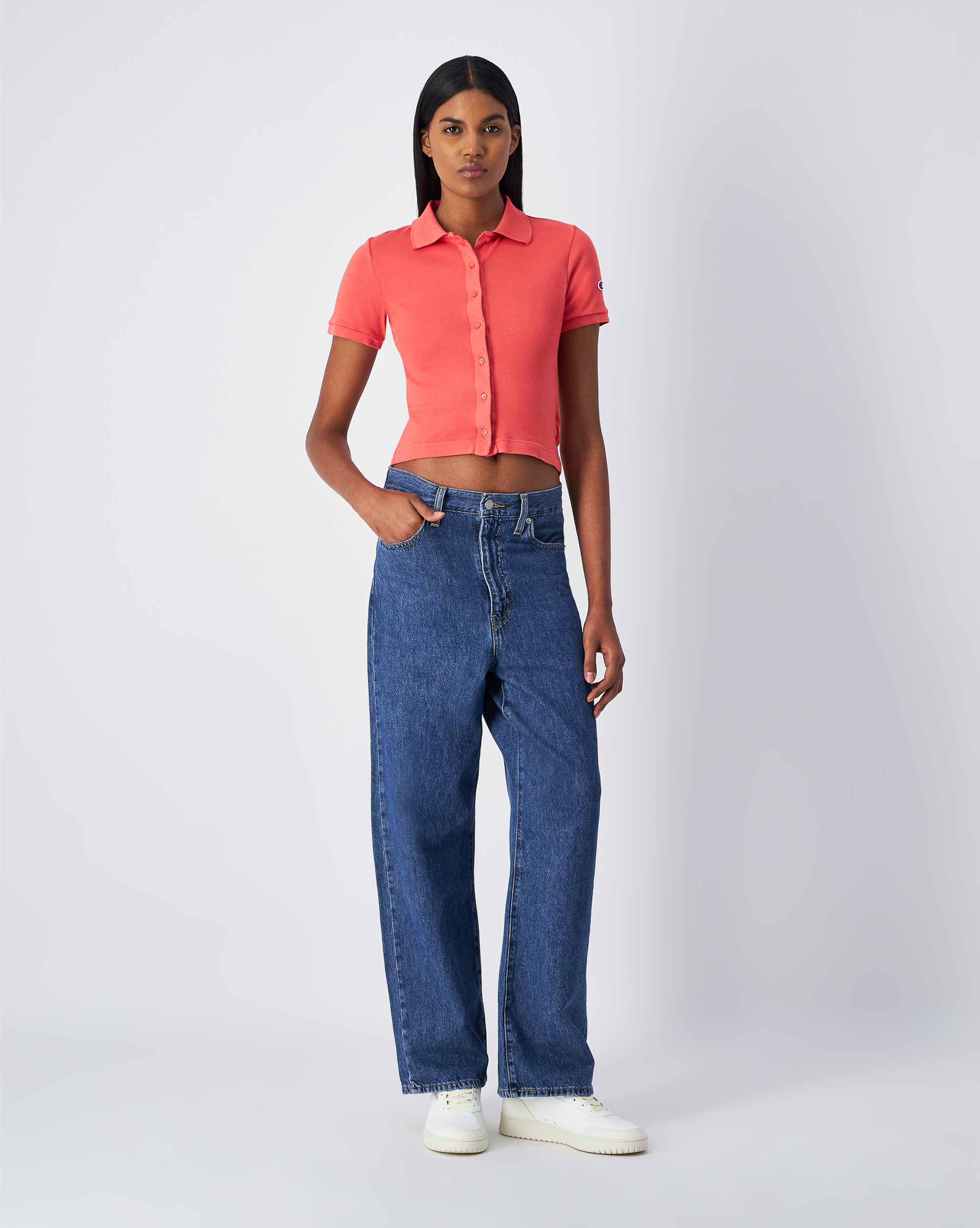 女款-ROCHESTER短版 合身 開襟短袖POLO衫-紅色（117704-RS068）