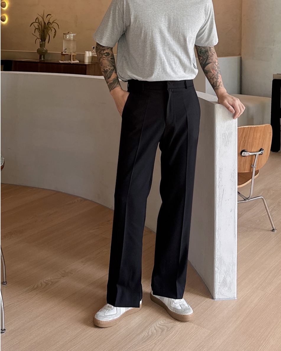 開衩喇叭西裝褲