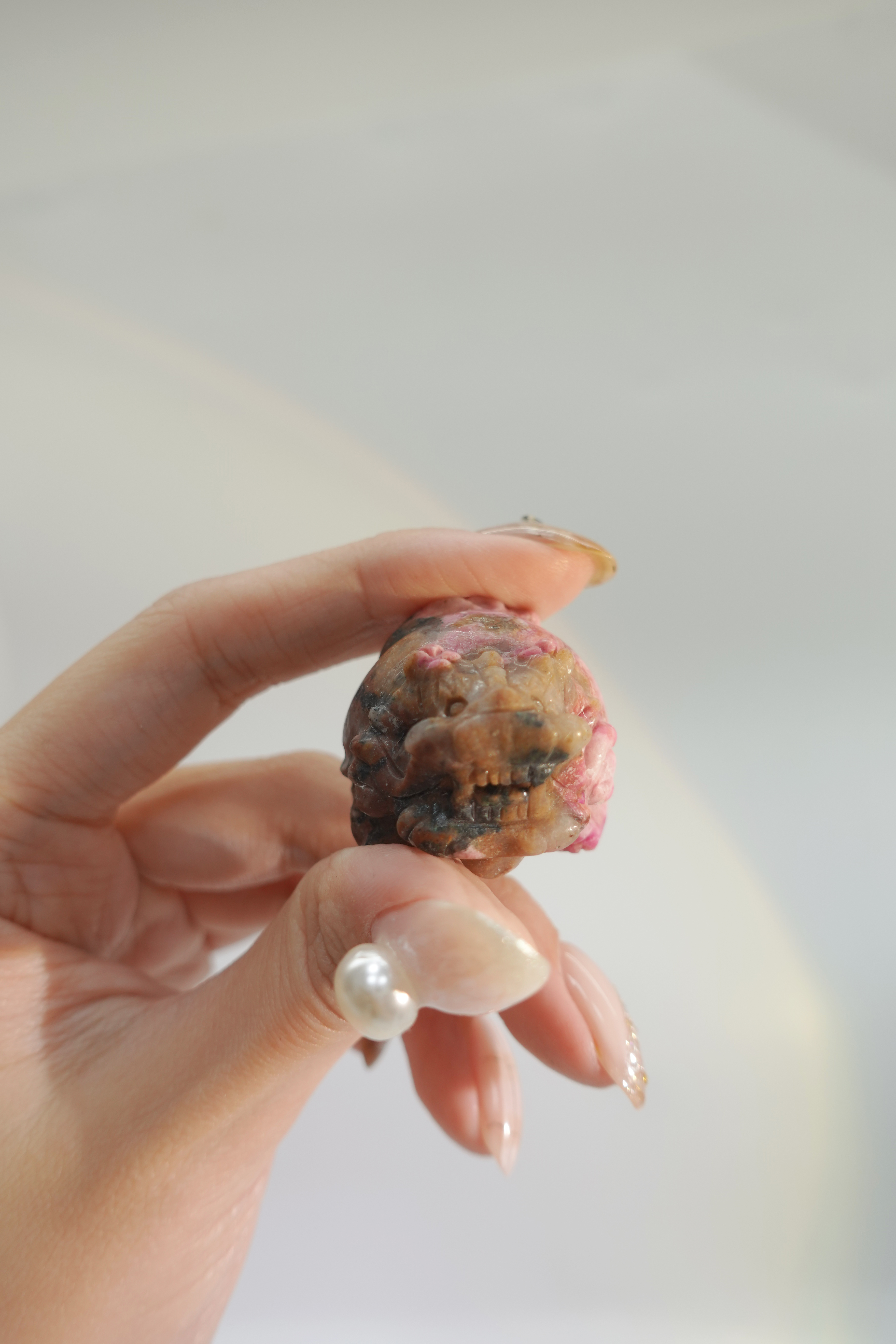 超特殊礦標製成 櫻花粉色鈷方解石小龍龜