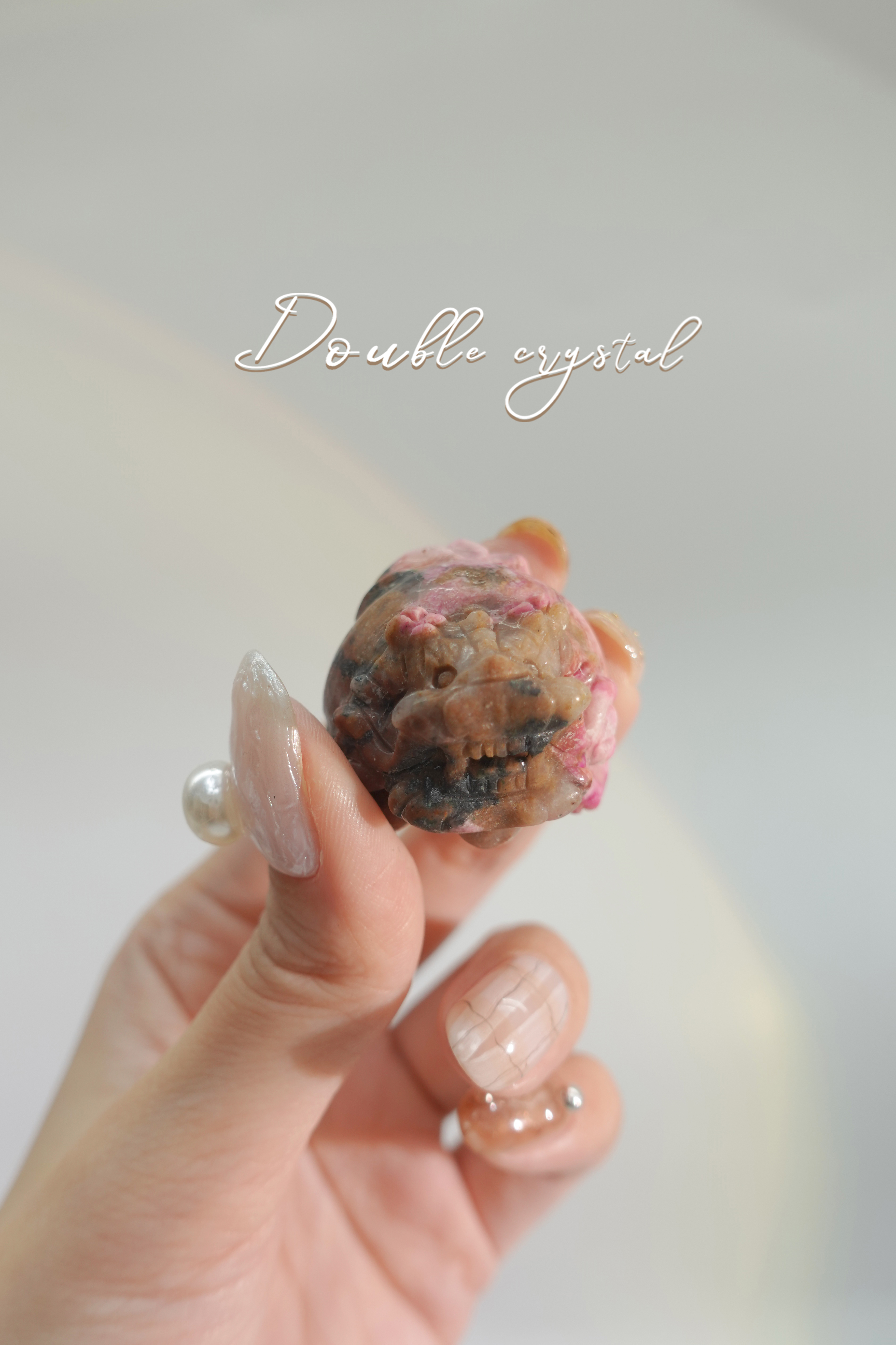 超特殊礦標製成 櫻花粉色鈷方解石小龍龜