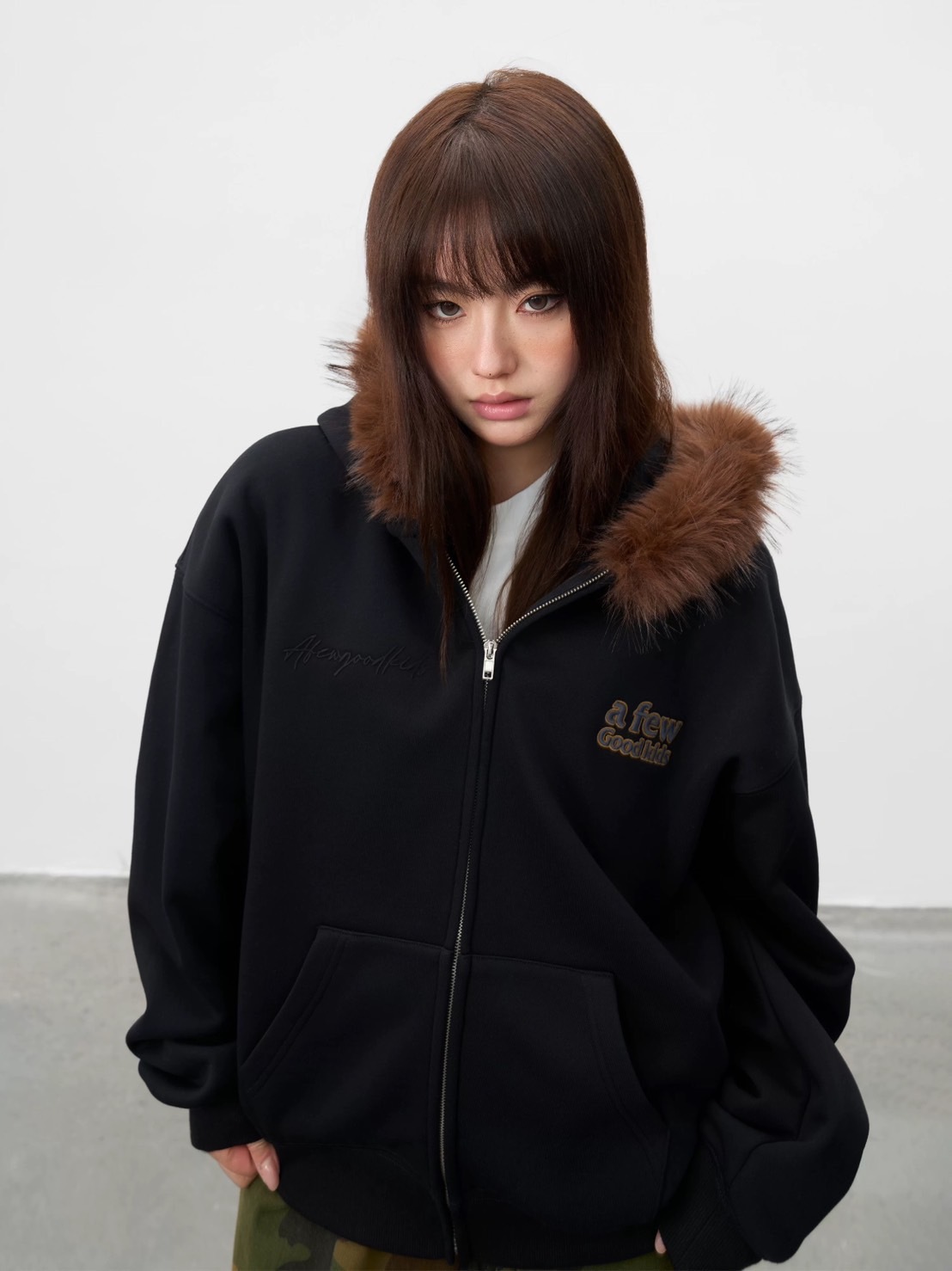AFGK 美式復古毛領刺繡連帽外套 A FEW GOOD KIDS