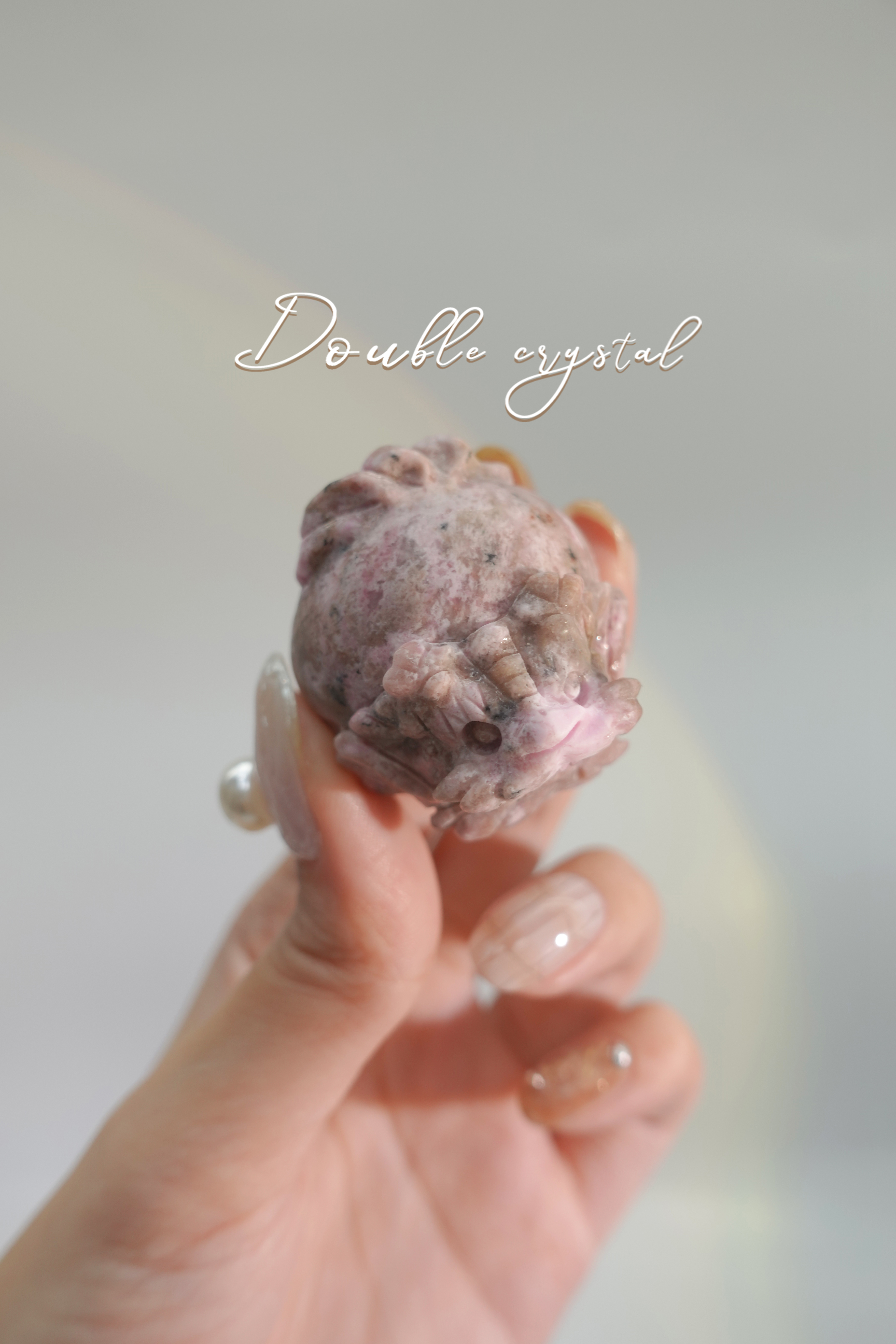 超特殊礦標製成 淺粉粉鈷方解石小龍龜
